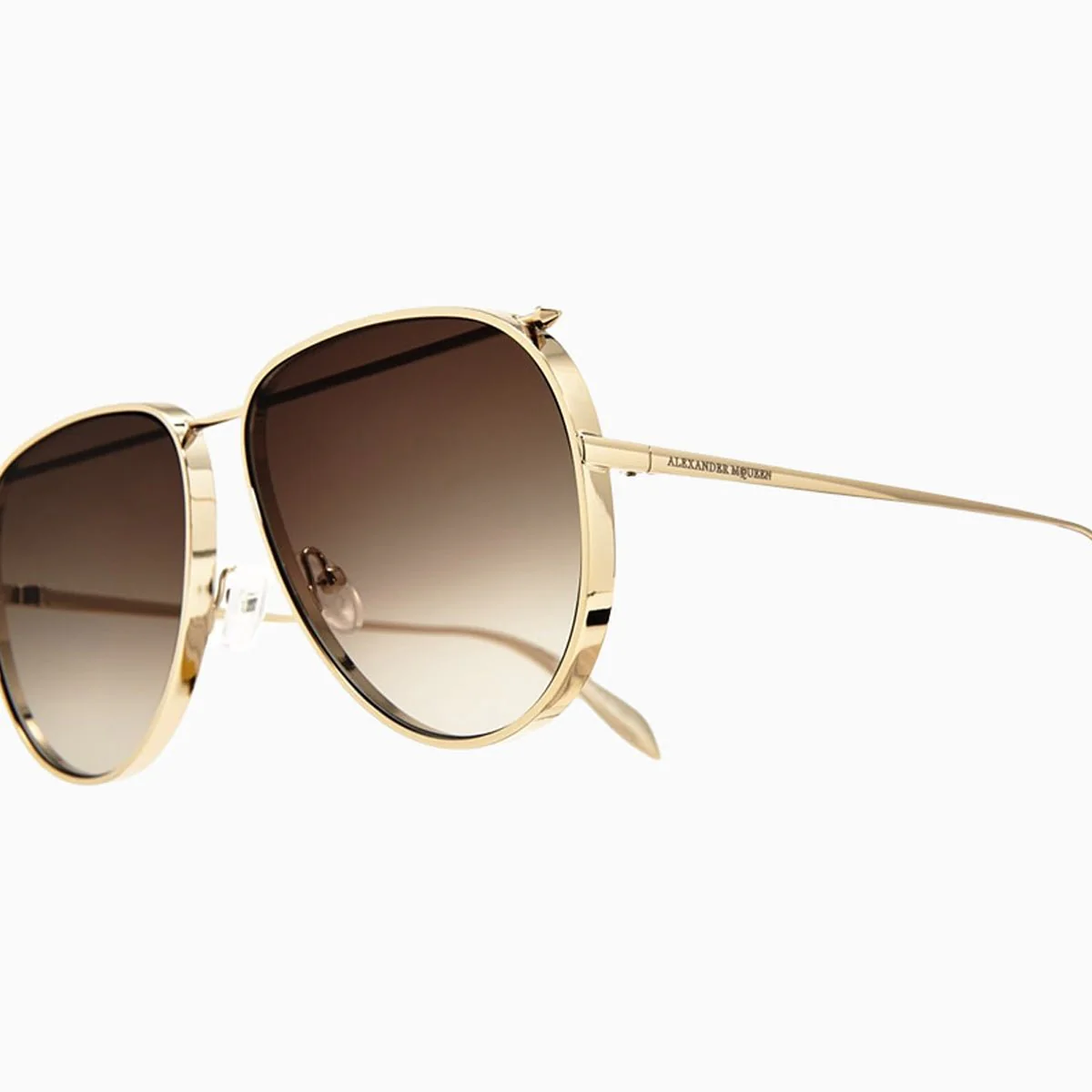 Alexander Mcqueen Brown Gold Metal Sunglasses - Image 5