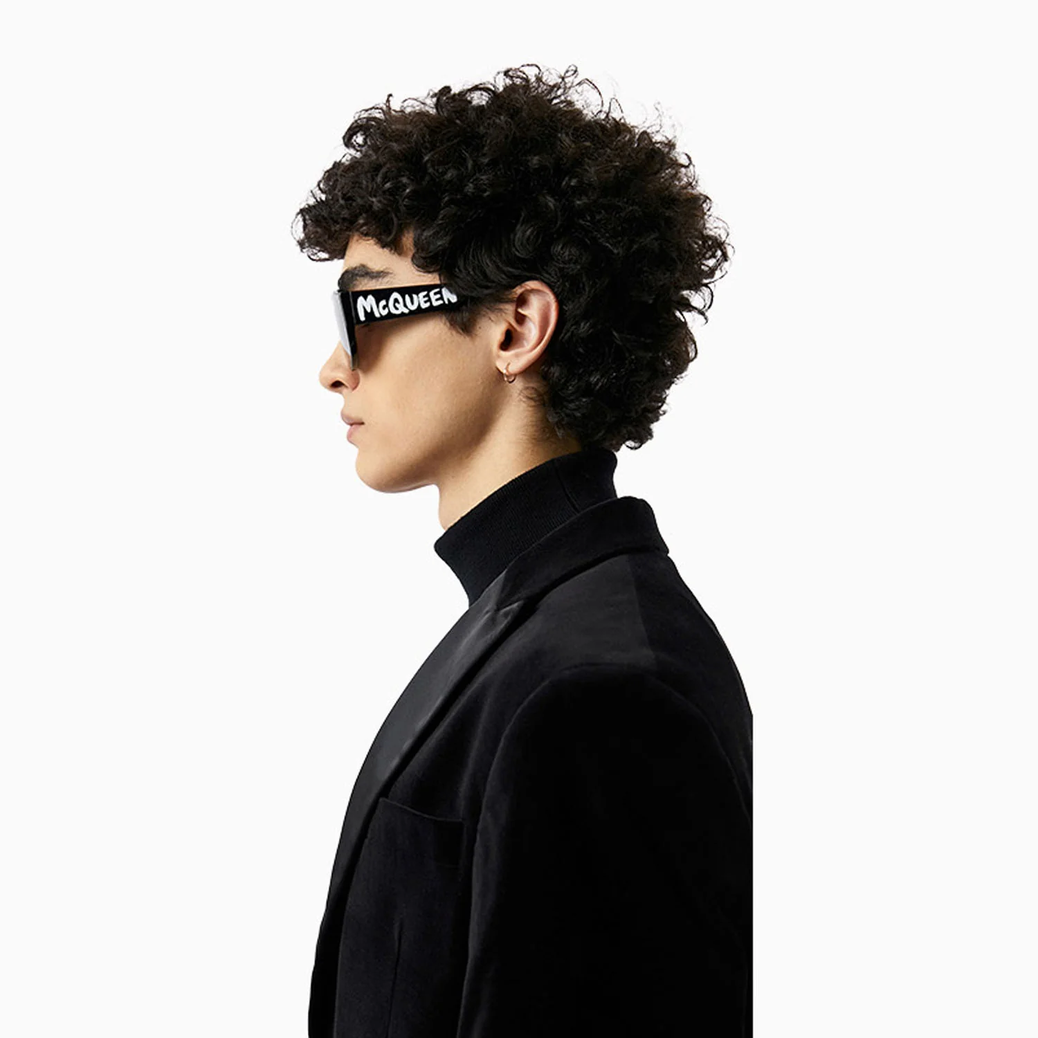 Men's Alexander Mcqueen Black Grey Sunglasses - Image 4