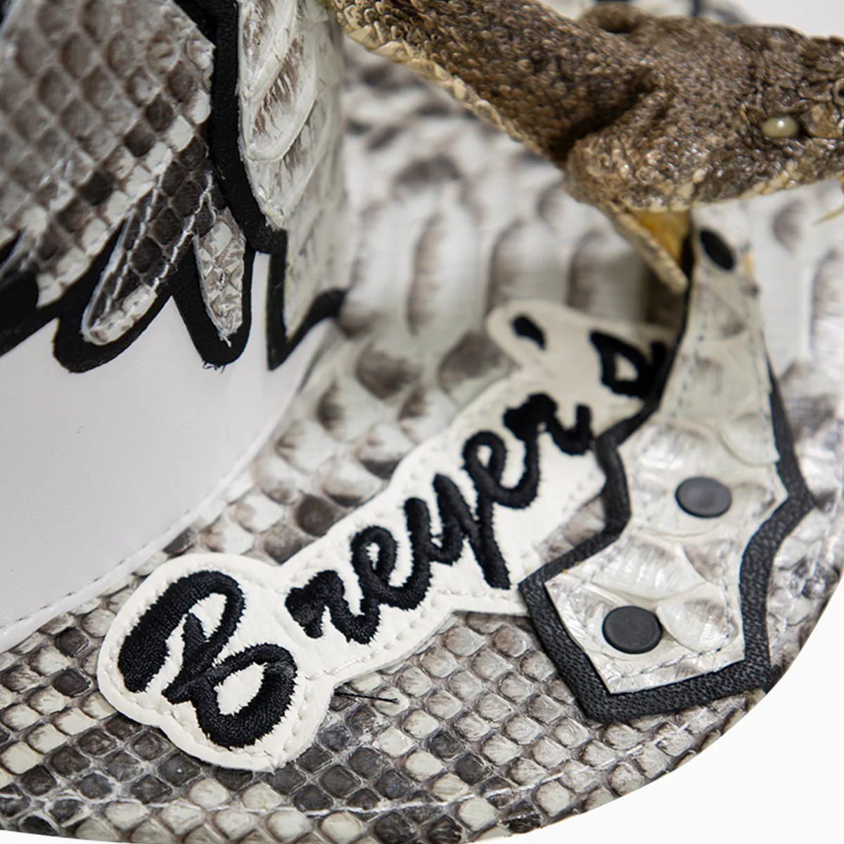 Breyer's Buck 50 Leather Hat with Faux Snake Skin Visor - Image 7