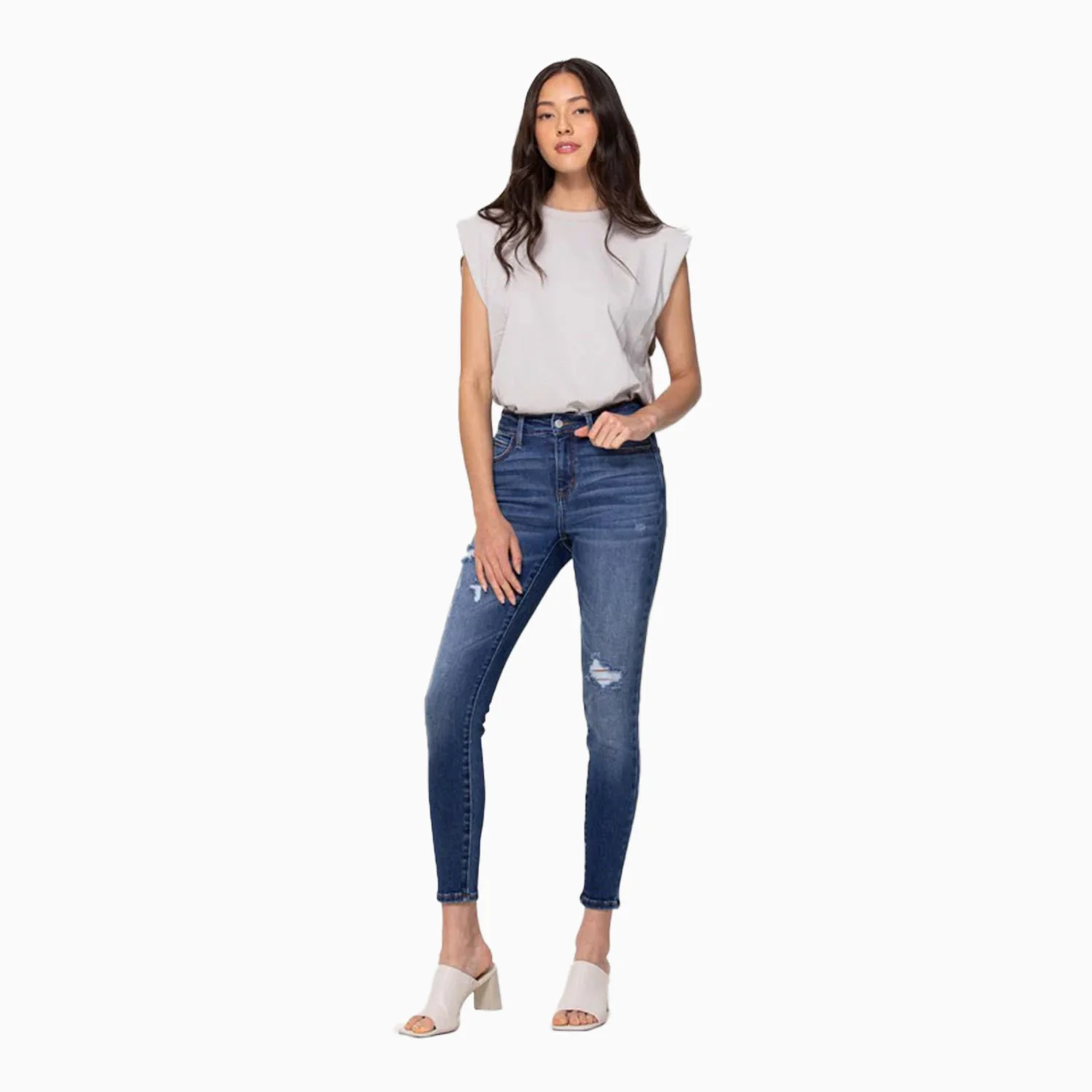 Women's Stockton High Rise Dark Blue Ankle Skinny Pant - Image 2