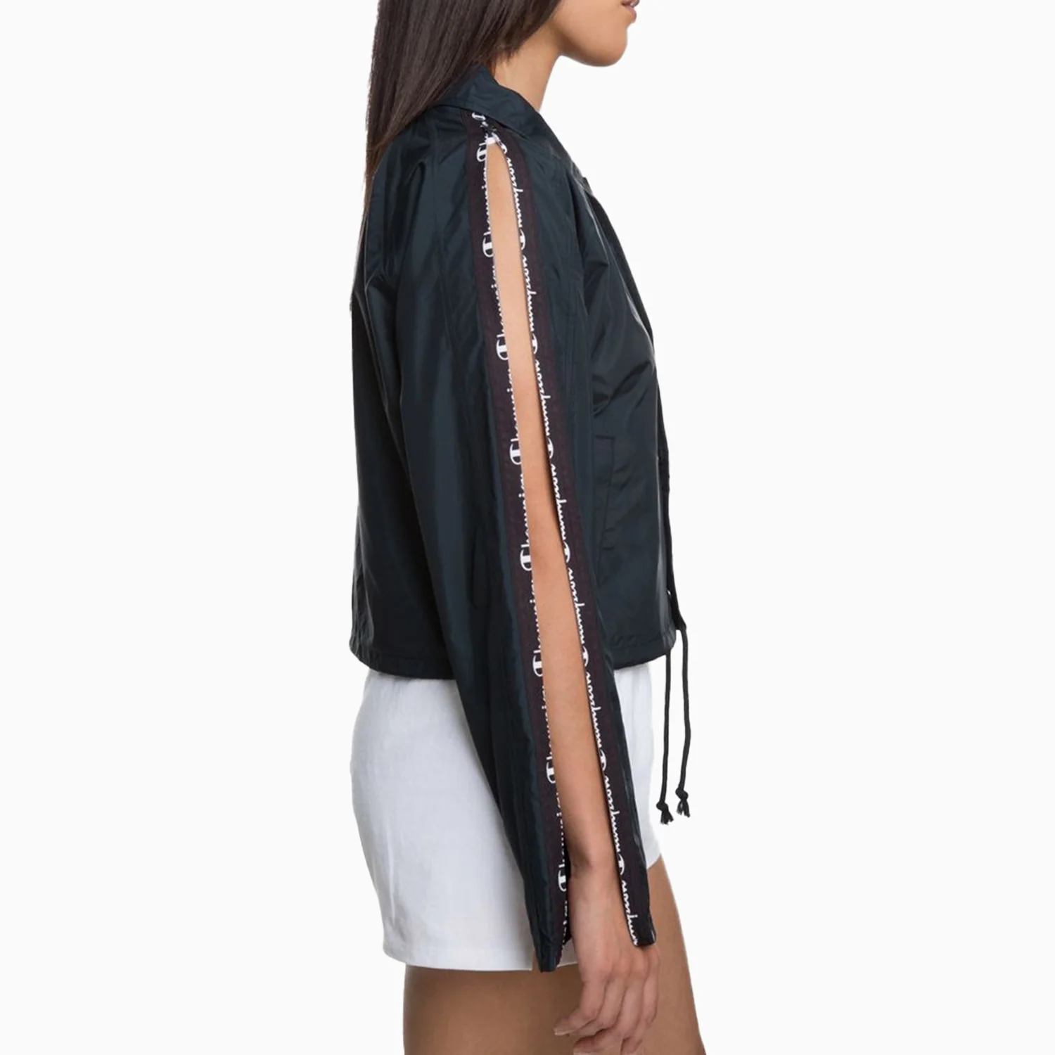 Women's Zipper Tape Cropped Coaches Jacket - Image 3