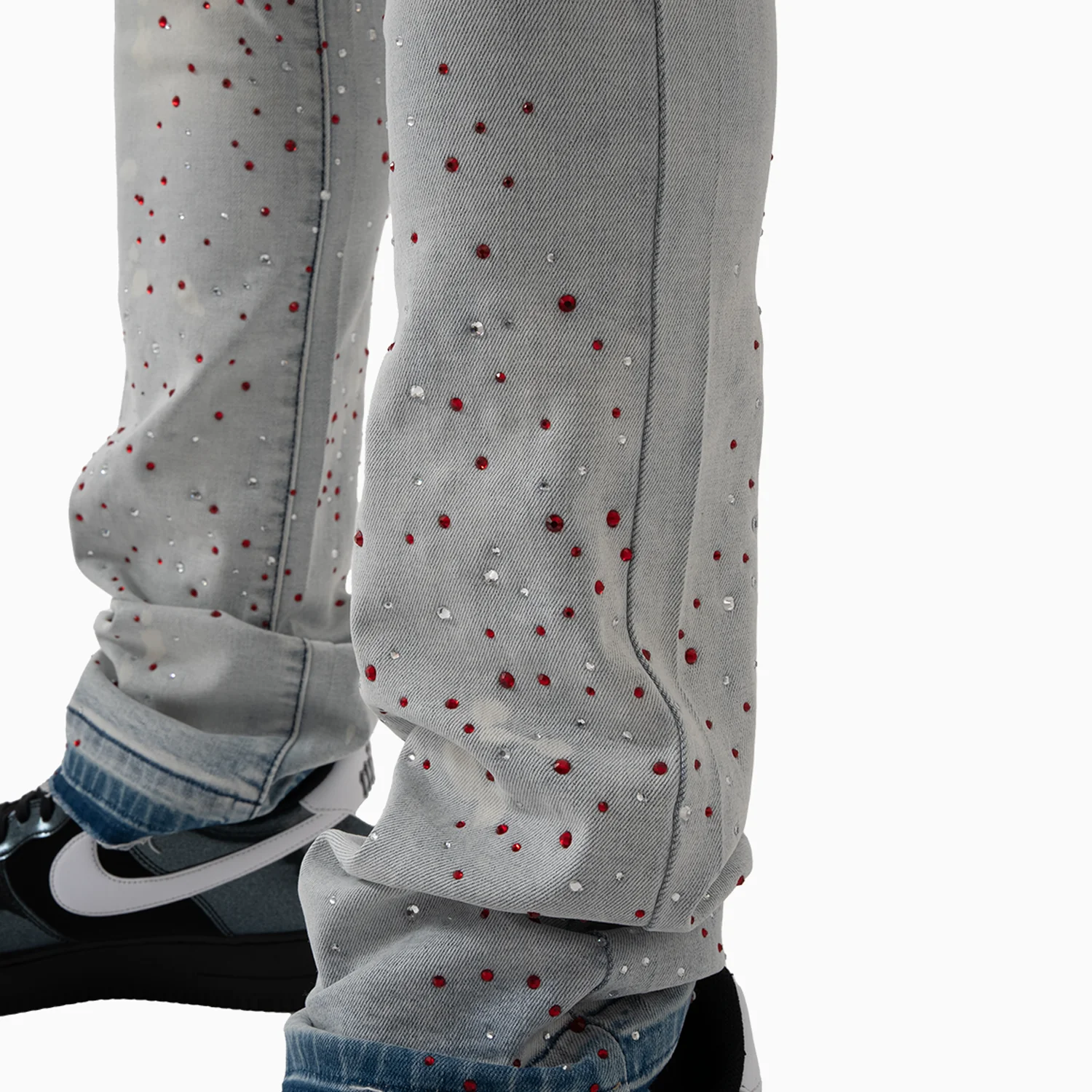 Men's Wash Denim With Pink Stone Pant - Image 5
