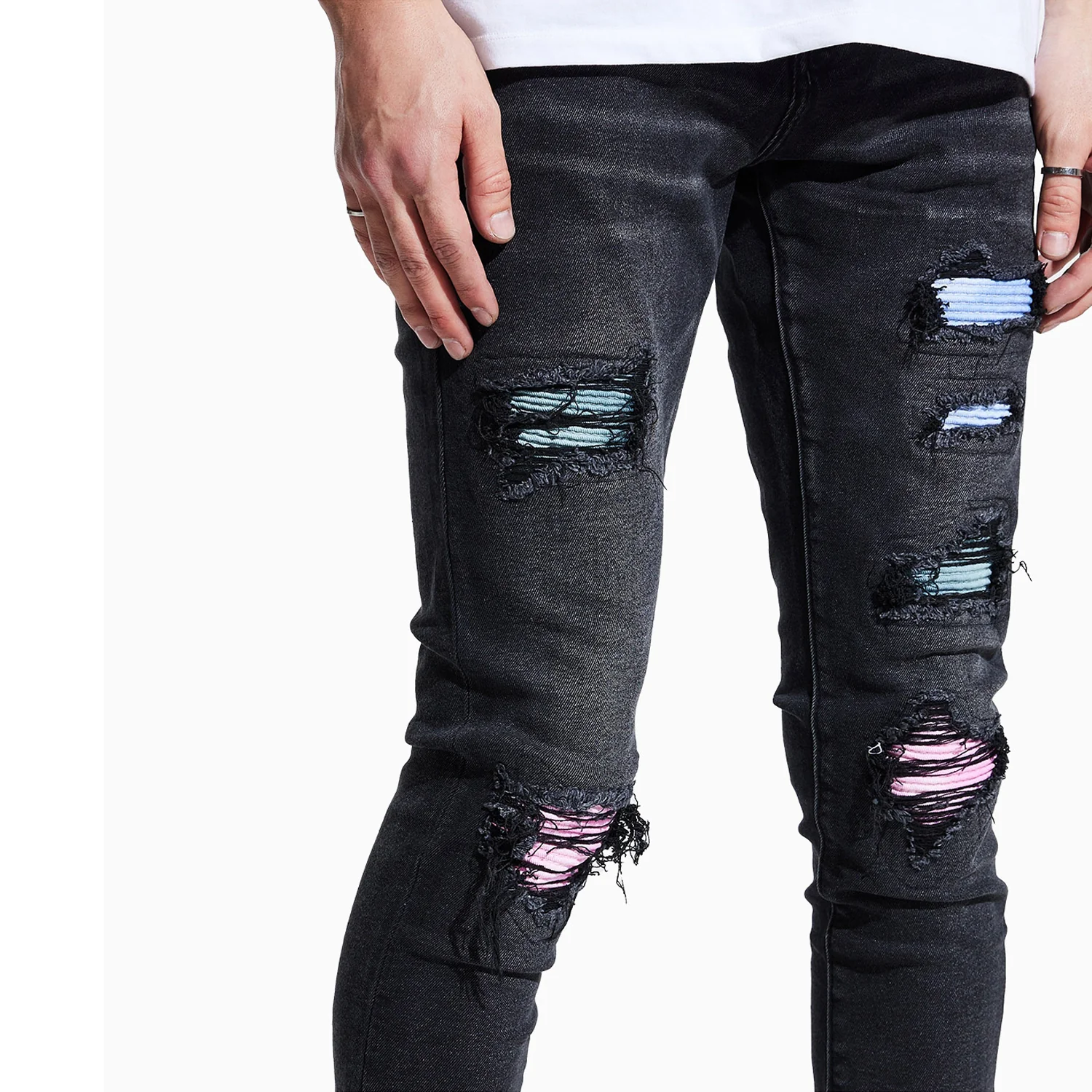 Men's Topaz Shredded Rip And Repair Denim Jeans Pant - Image 5
