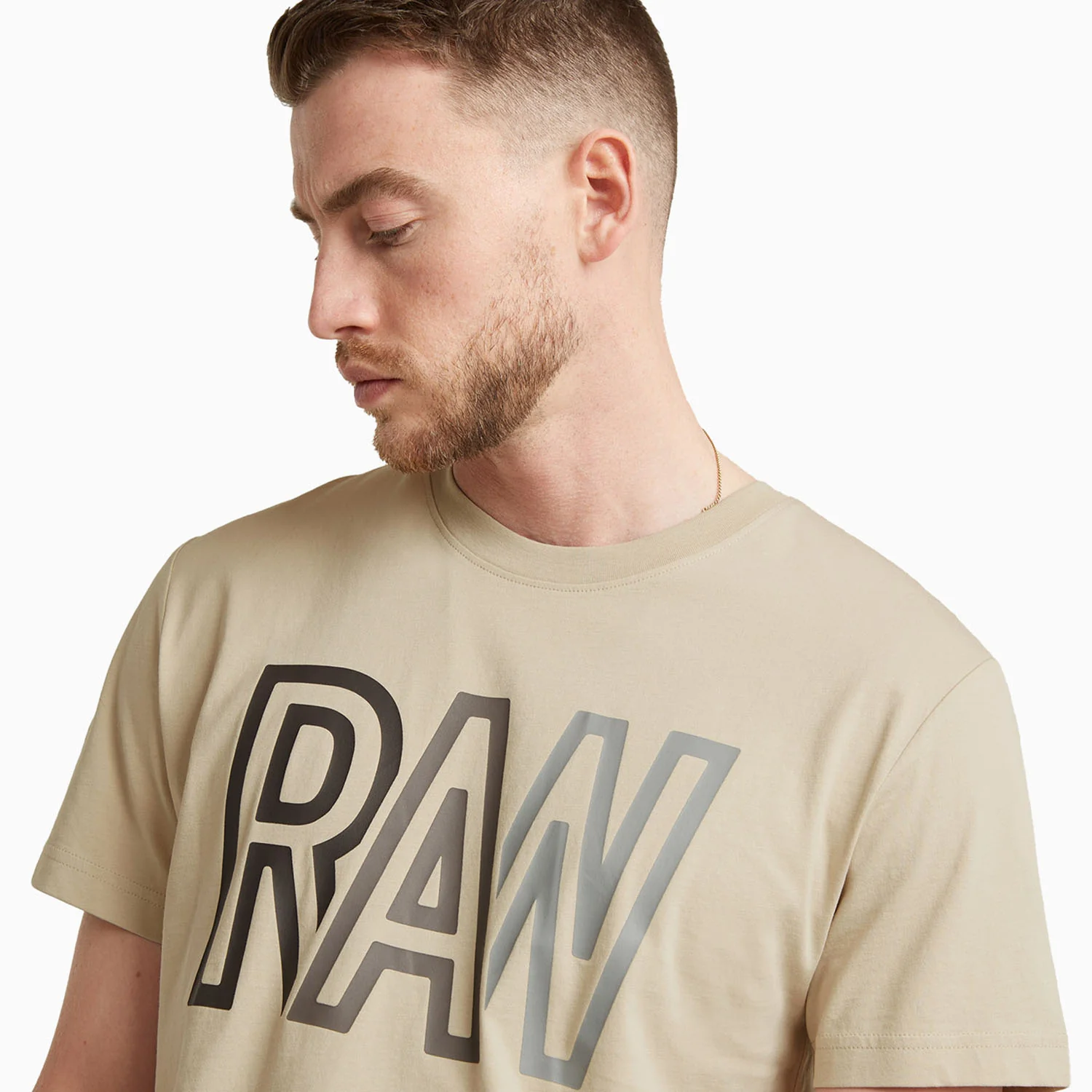 Men's Raw Logo Crew Neck T Shirt - Image 5