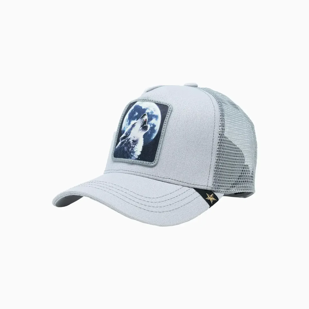 Full Moon Wolf Light Gray Trucker Hat - Image 4