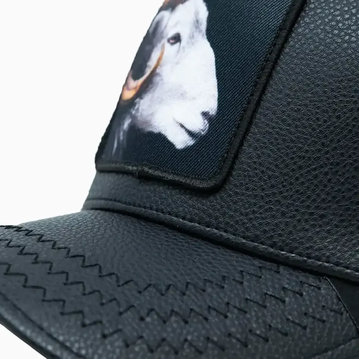 Goat Black Leather Trucker Hat - Image 4
