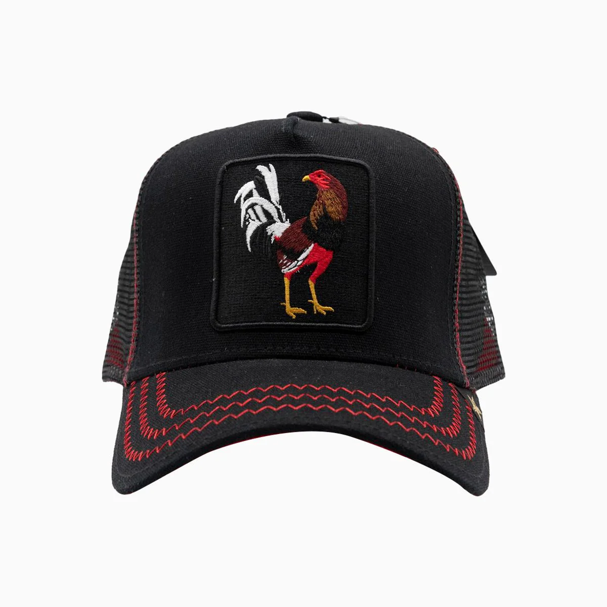 The Rooster Black Red Trucker Hat