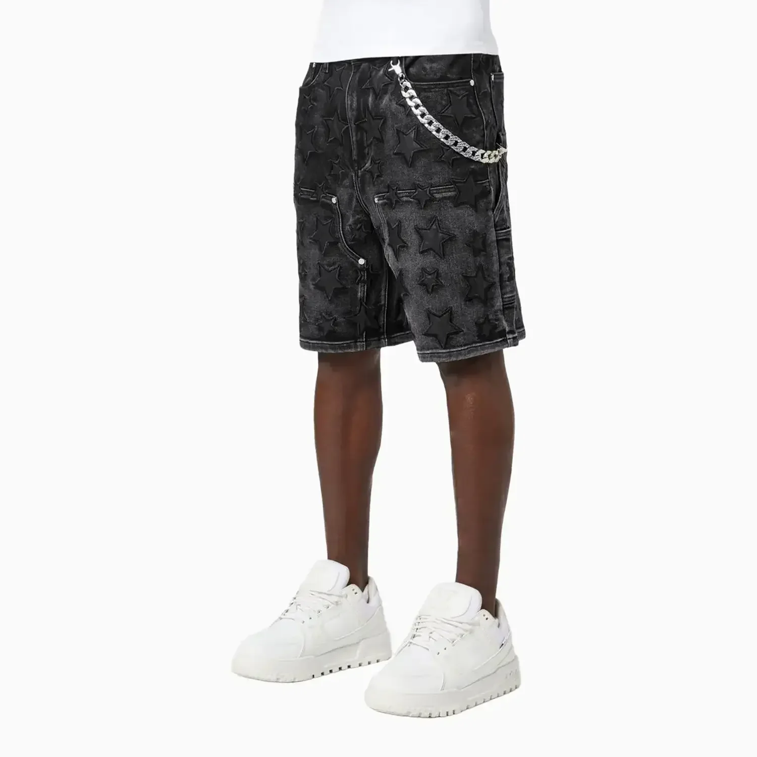 Men's Obsidian Black Stars Denim Shorts - Image 5