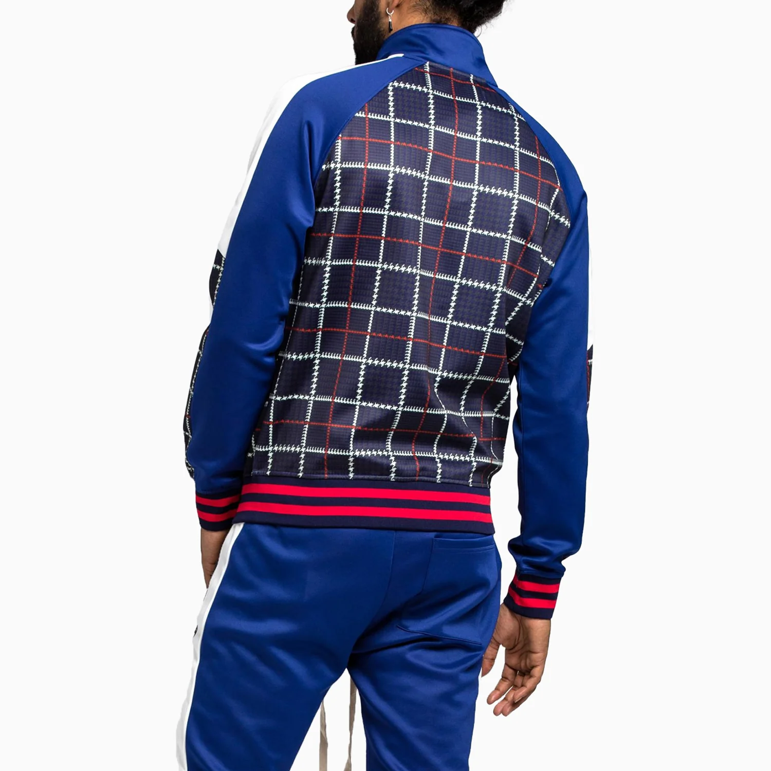 Men's Glen Plaid Cut & Sew Track Jacket - Image 3