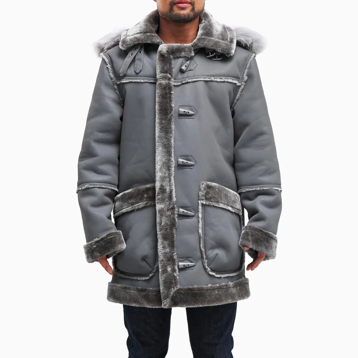 Men's Long Shearling Coat Jacket