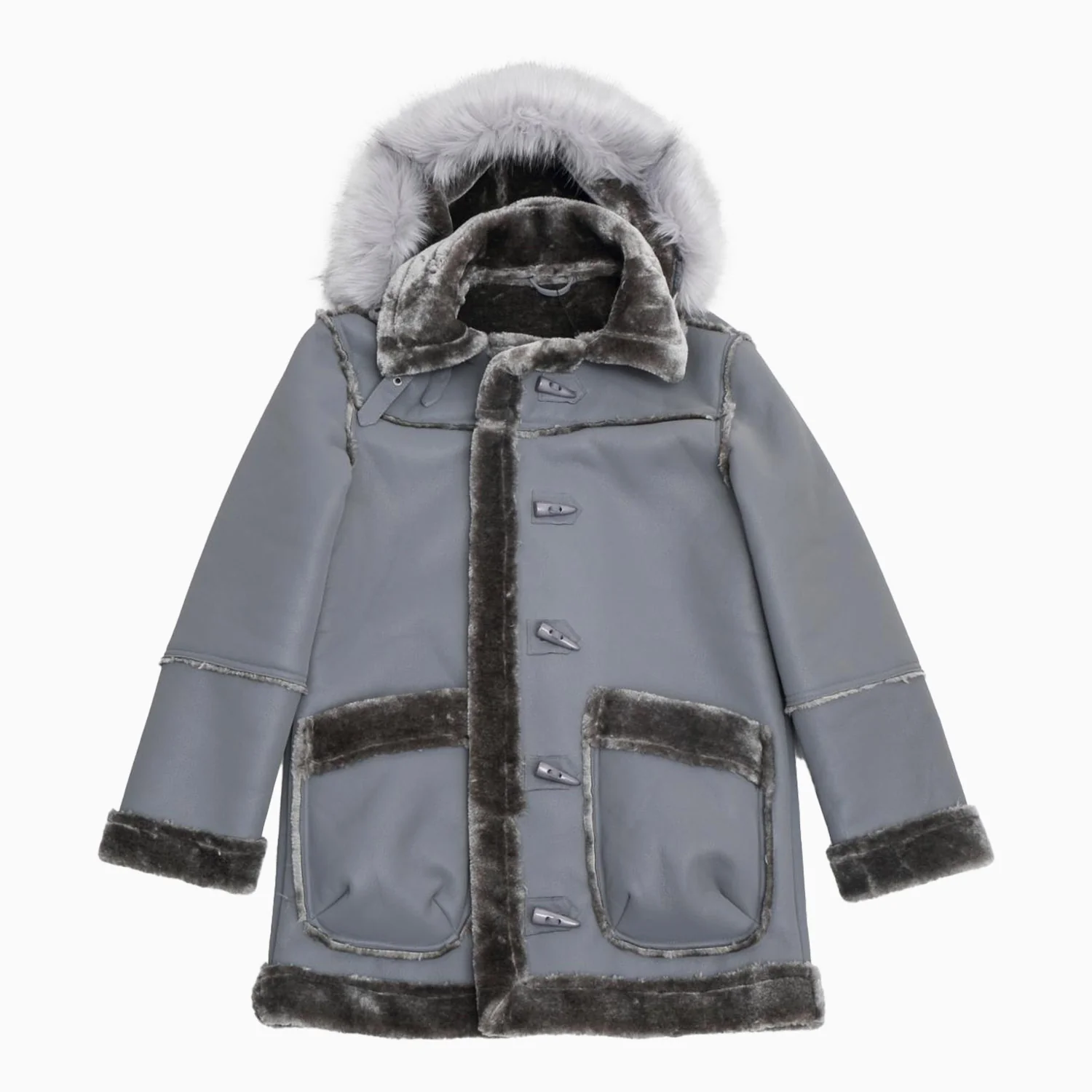 Men's Long Shearling Coat Jacket - Image 5