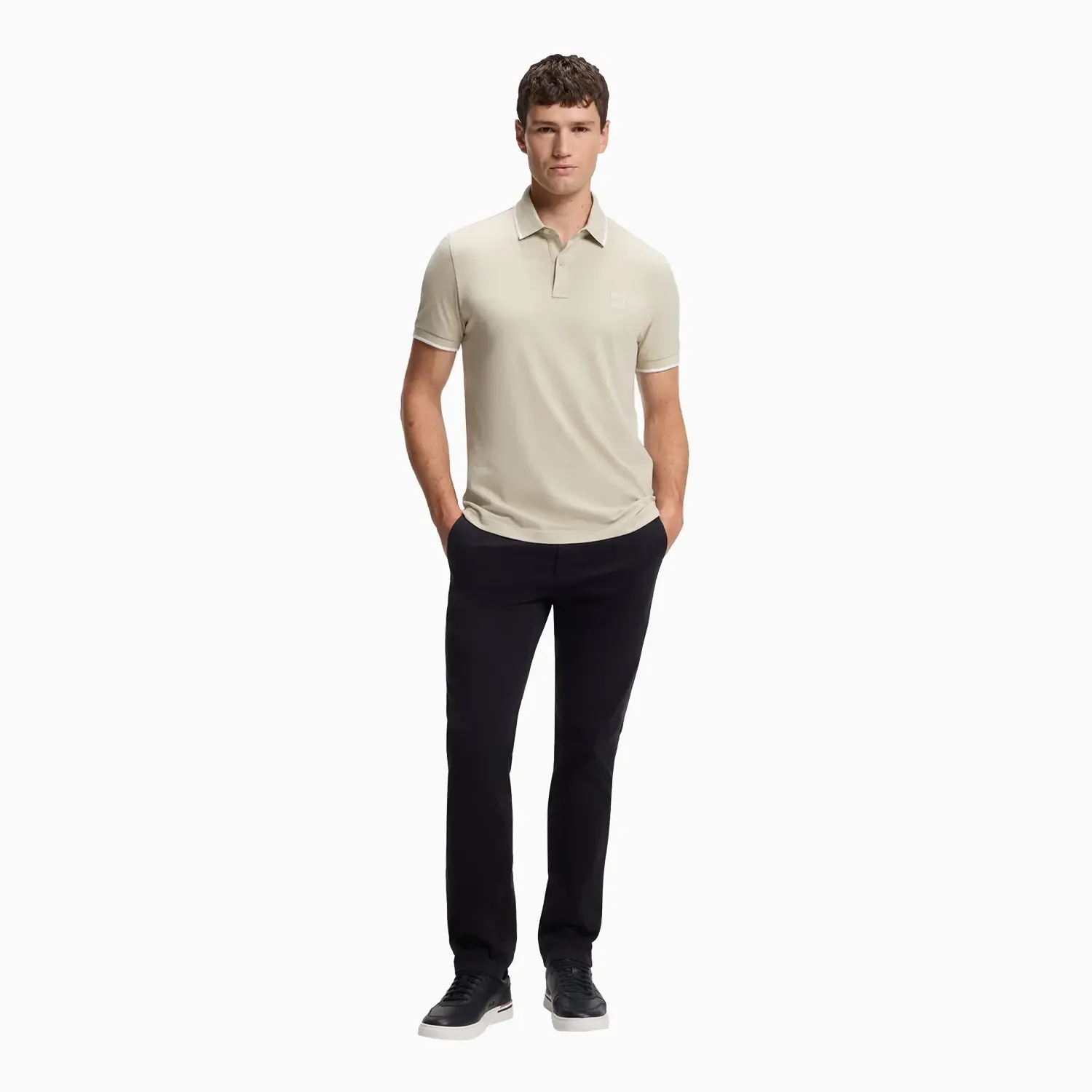 Men's Slim Fit Polo Shirt in Stretch-Cotton Piqué - Image 3