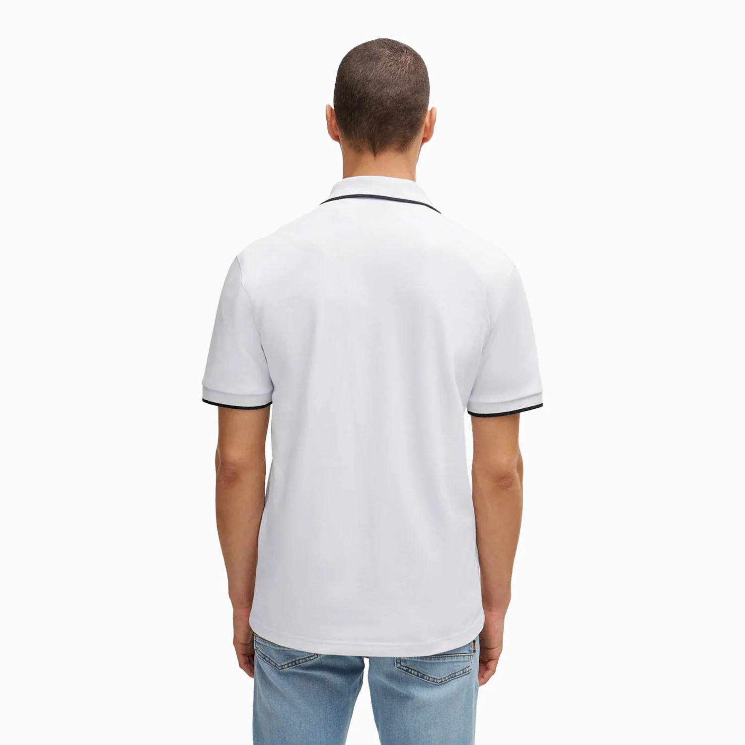 Men's Slim Fit Polo Shirt in Washed Stretch Cotton Pique - Image 3