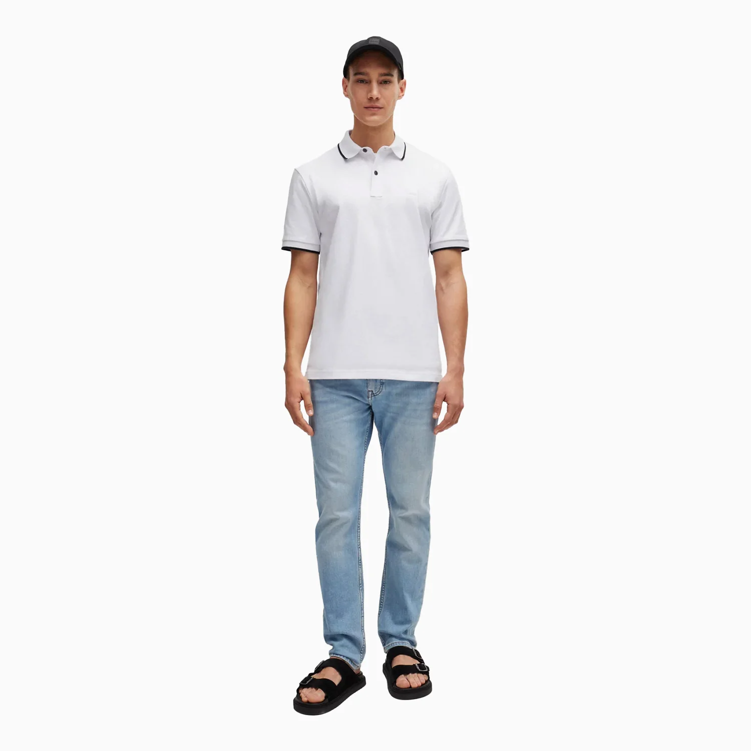 Men's Slim Fit Polo Shirt in Washed Stretch Cotton Pique - Image 4