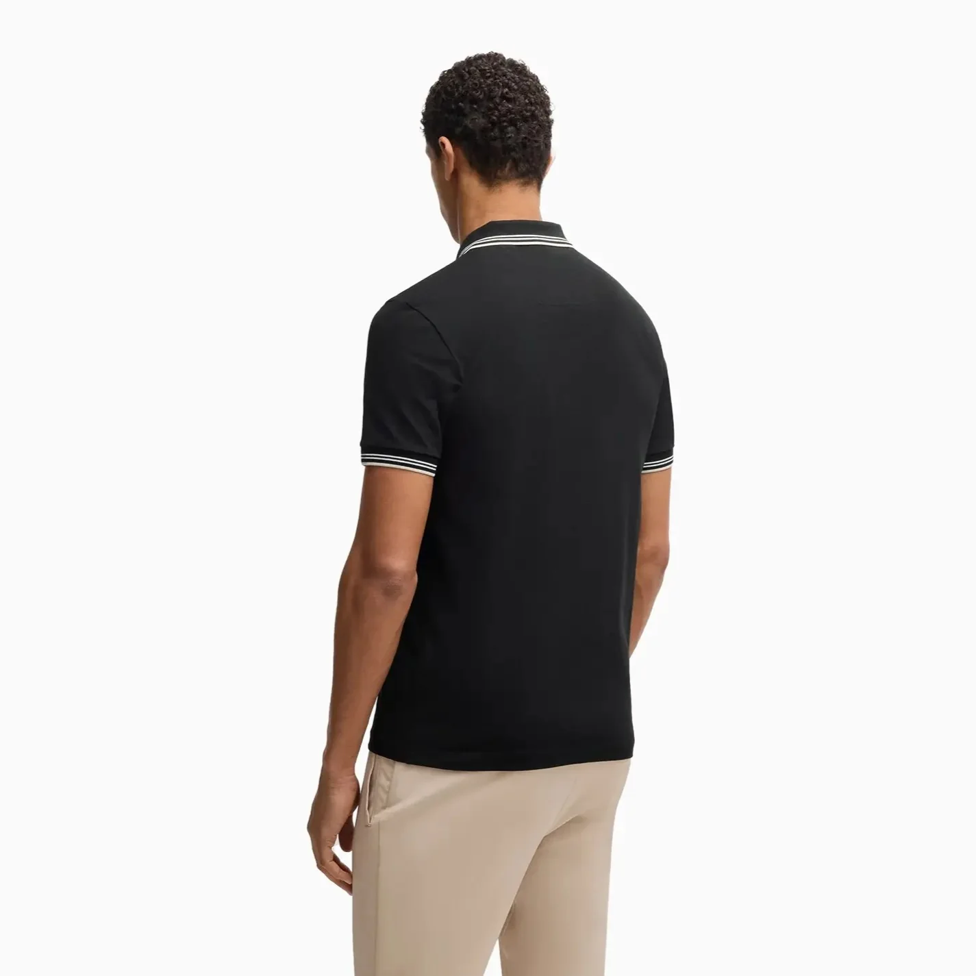 Men's Stretch Cotton Slim Fit Polo Shirt with Branding - Image 3