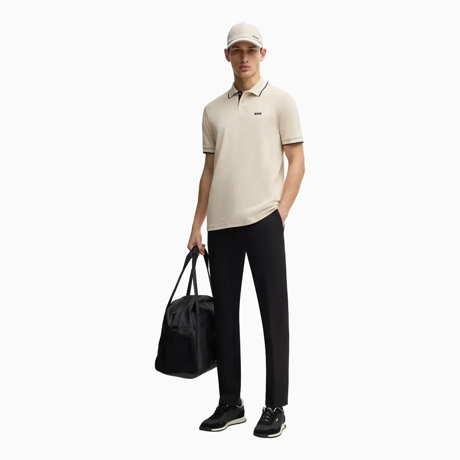 Men's Stretch Cotton Slim Fit Polo Shirt with Branding - Image 4