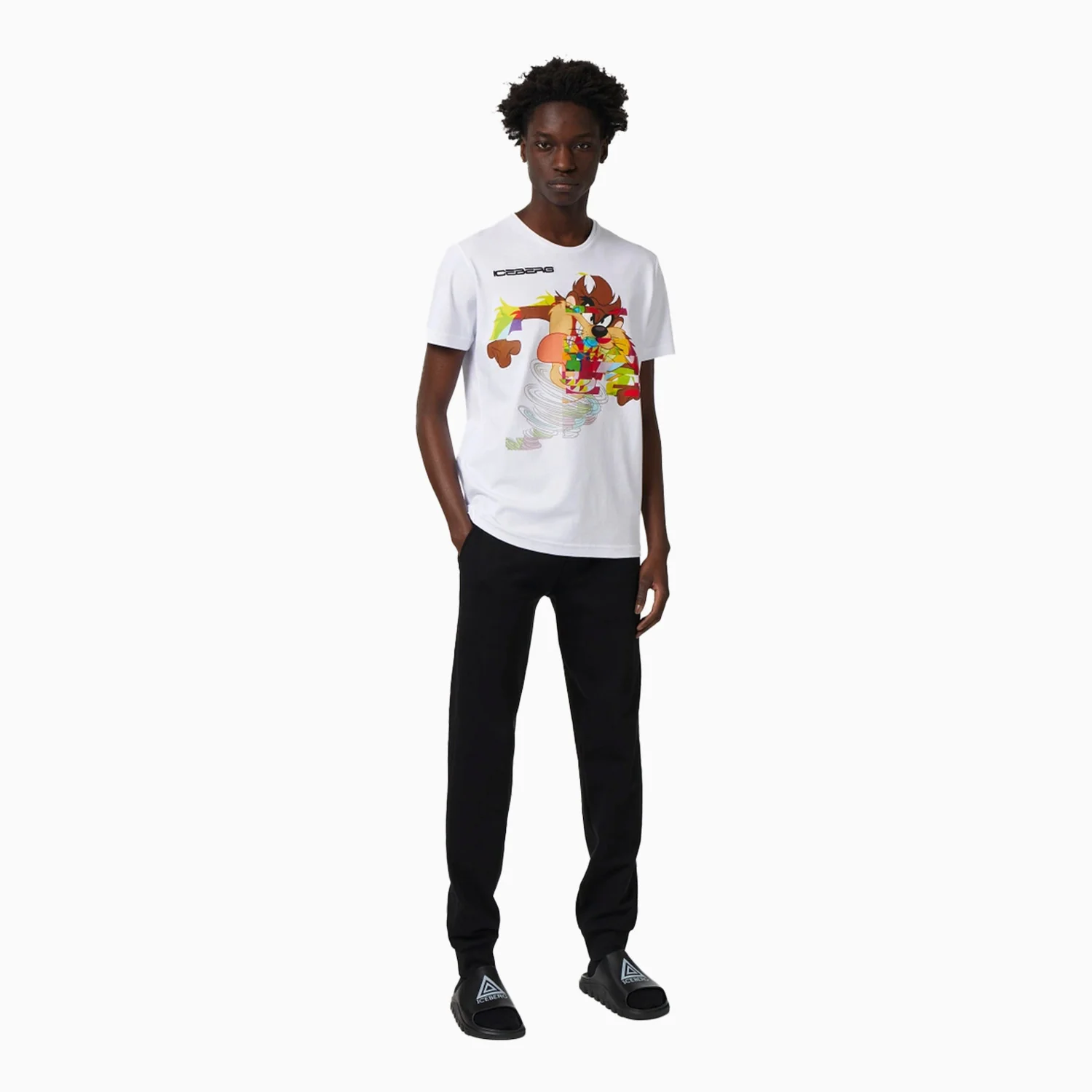 Men's White Taz T Shirt With Iceberg Logo - Image 2