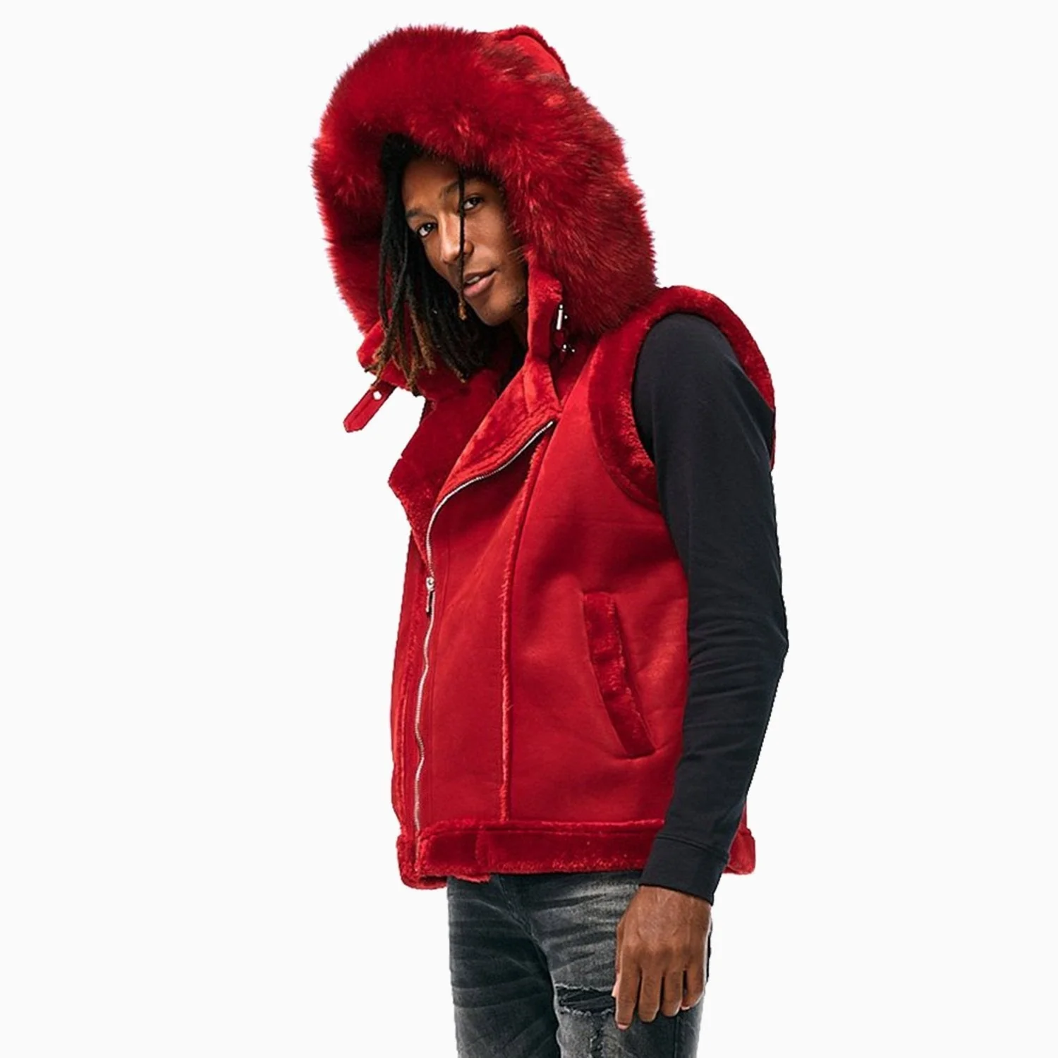 Men's Shearling Vest Jacket - Image 4