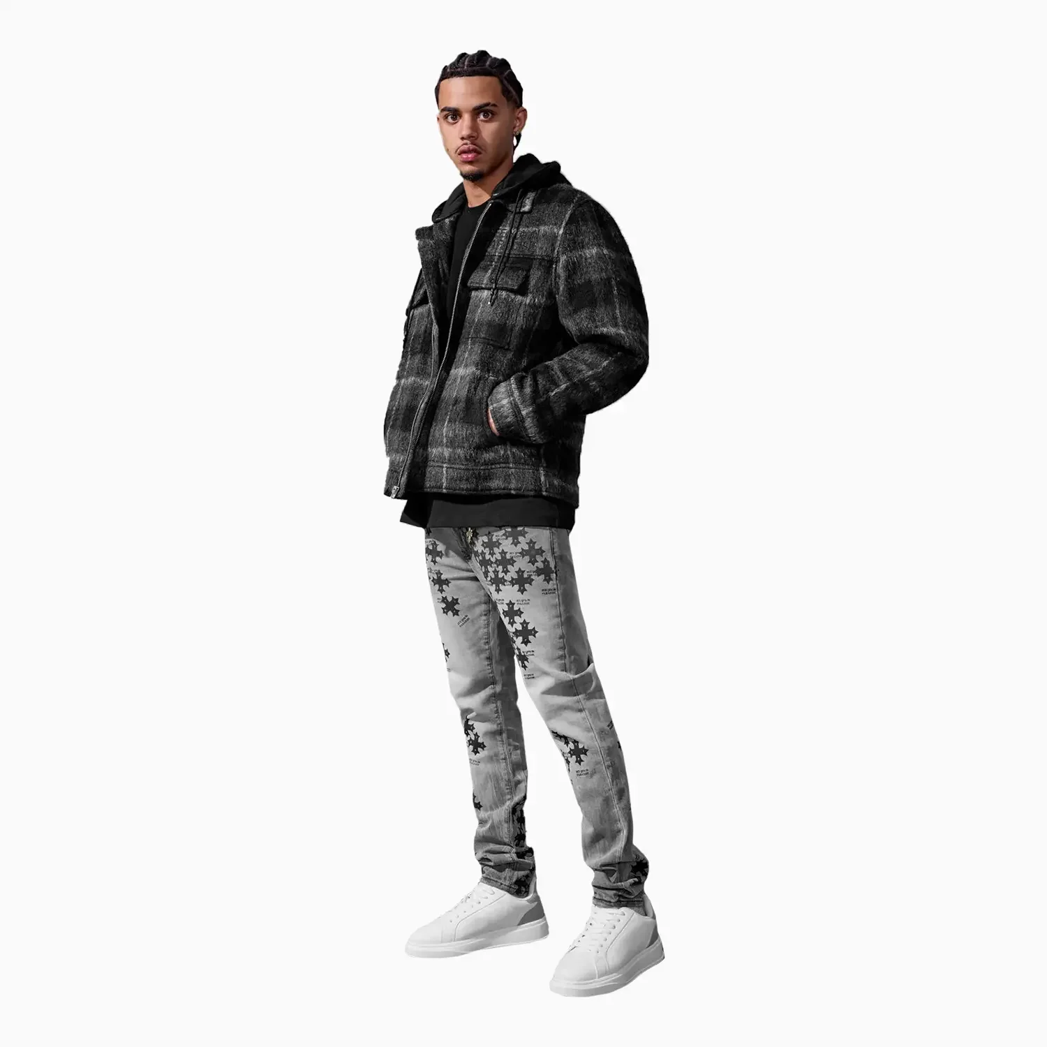 Men's SYIP Flannel Over Shirt With Hood - Image 5