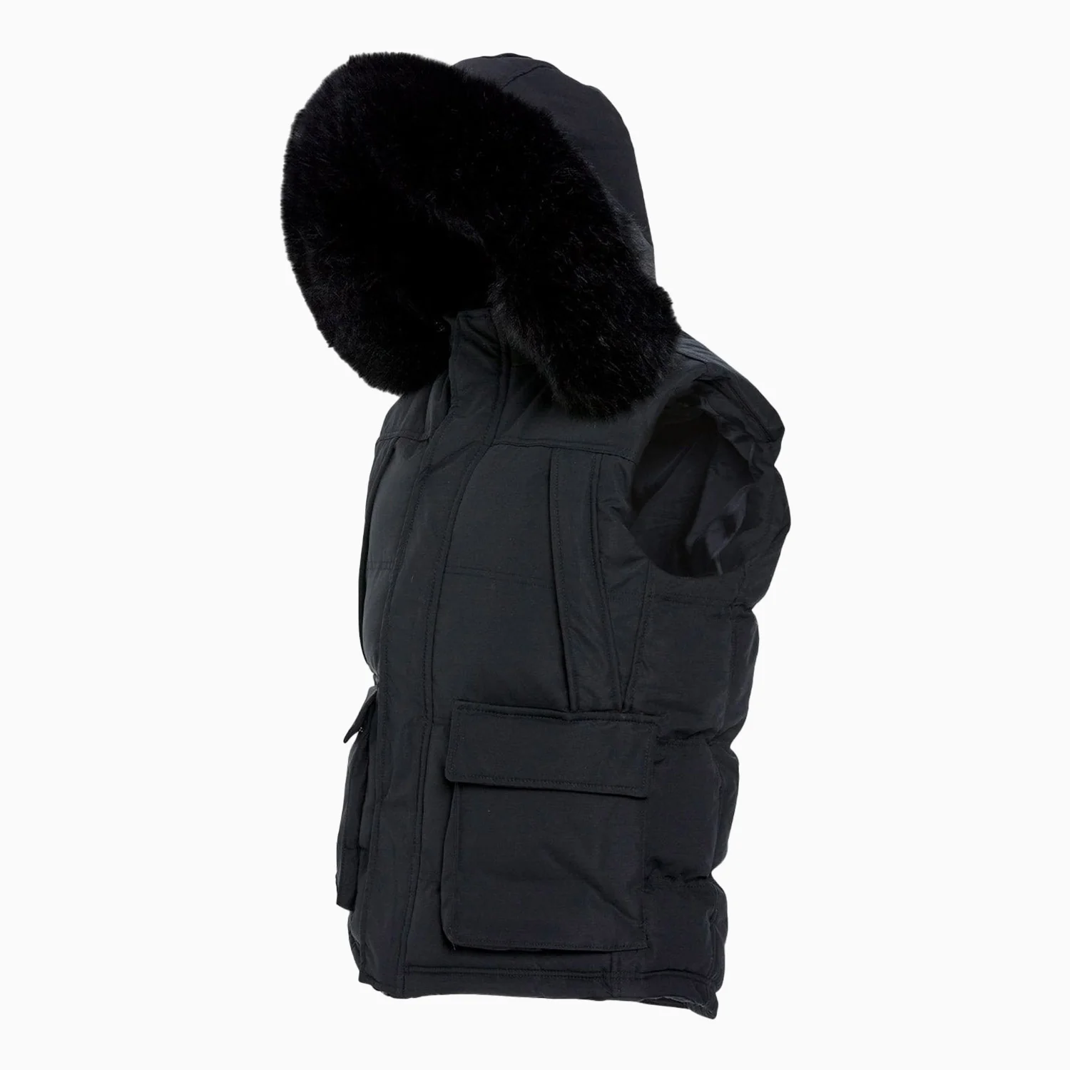 Men's Yukon Fur Lined Hooded Puffer Vest - Image 5
