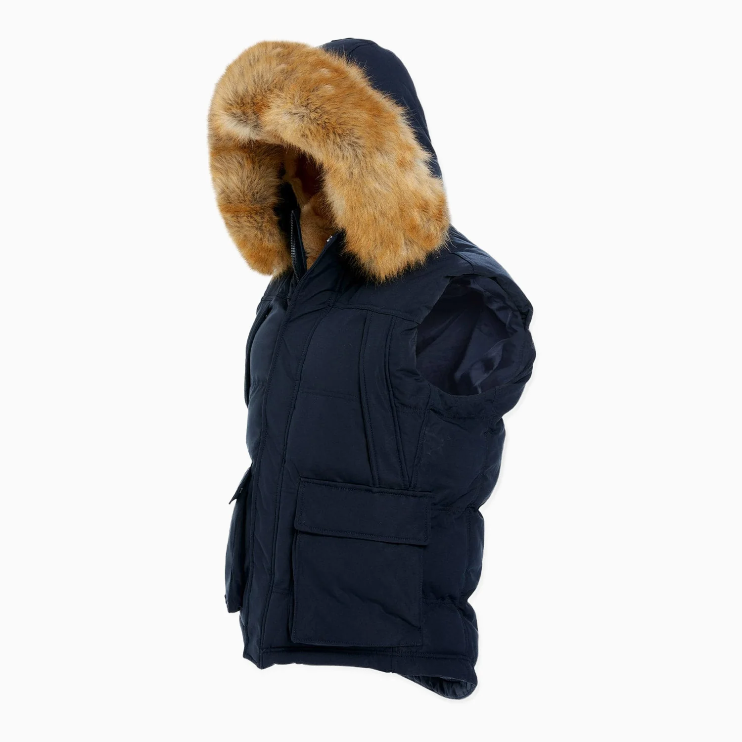 Men's Yukon Fur Lined Hooded Puffer Vest - Image 6