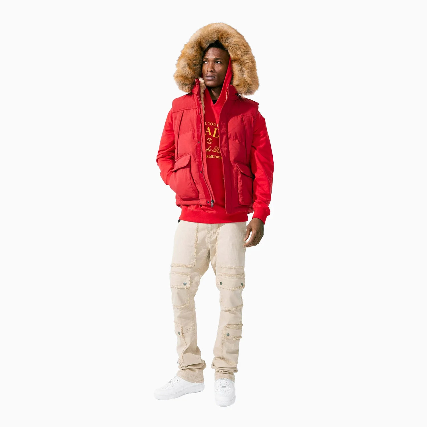 Men's Yukon Fur Lined Hooded Puffer Vest - Image 6