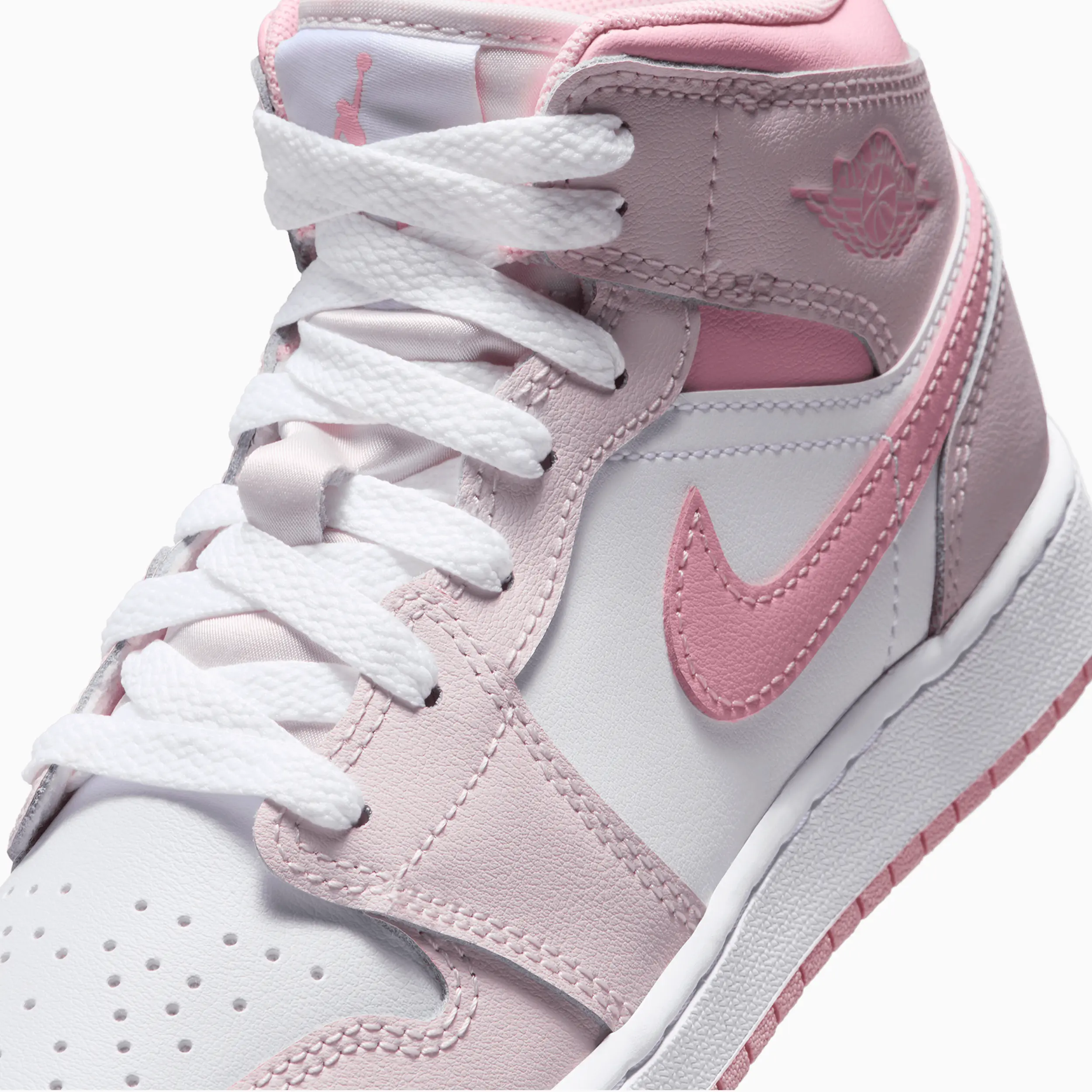 Kid's Air Jordan 1 Mid "Pearl Pink White" Grade School - Image 7