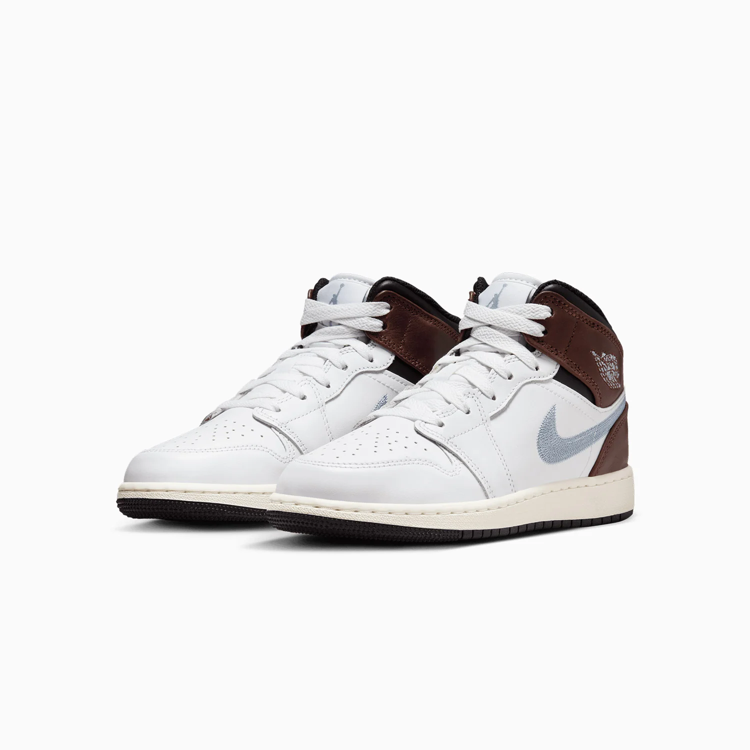 Kid's Air Jordan 1 Mid SE "Brown Blue Grey" Grade School - Image 2