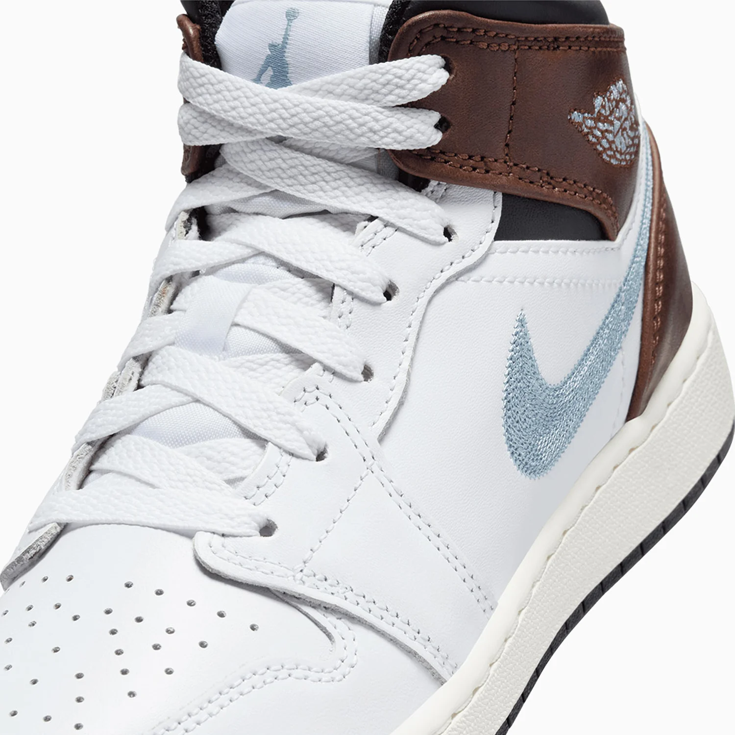 Kid's Air Jordan 1 Mid SE "Brown Blue Grey" Grade School - Image 7