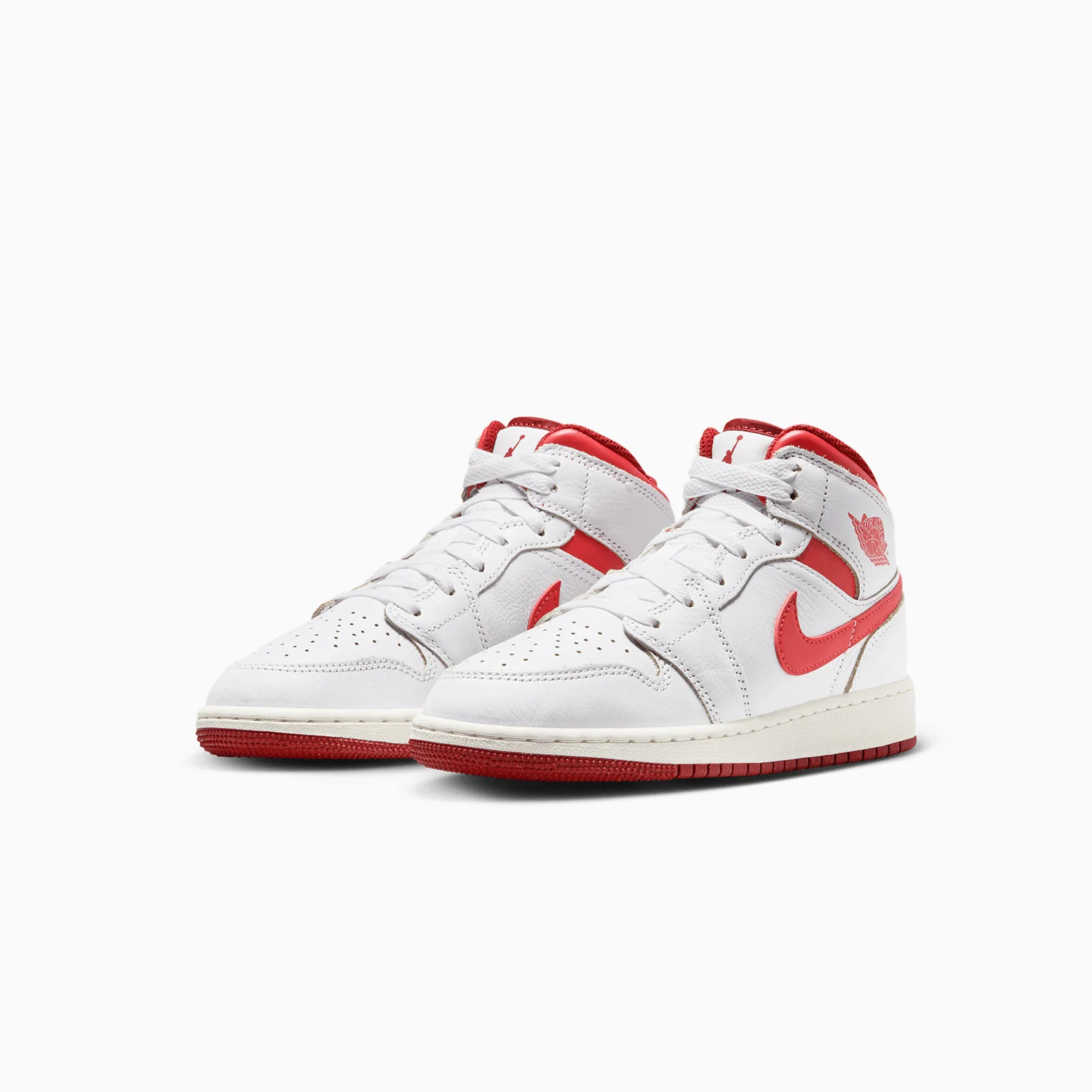 Kid's Air Jordan 1 Mid SE "White Dune Red" Grade School - Image 2