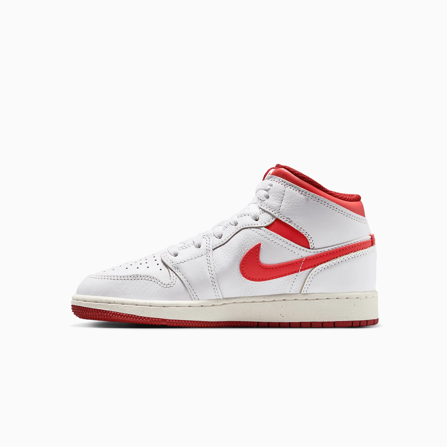 Kid's Air Jordan 1 Mid SE "White Dune Red" Grade School - Image 3
