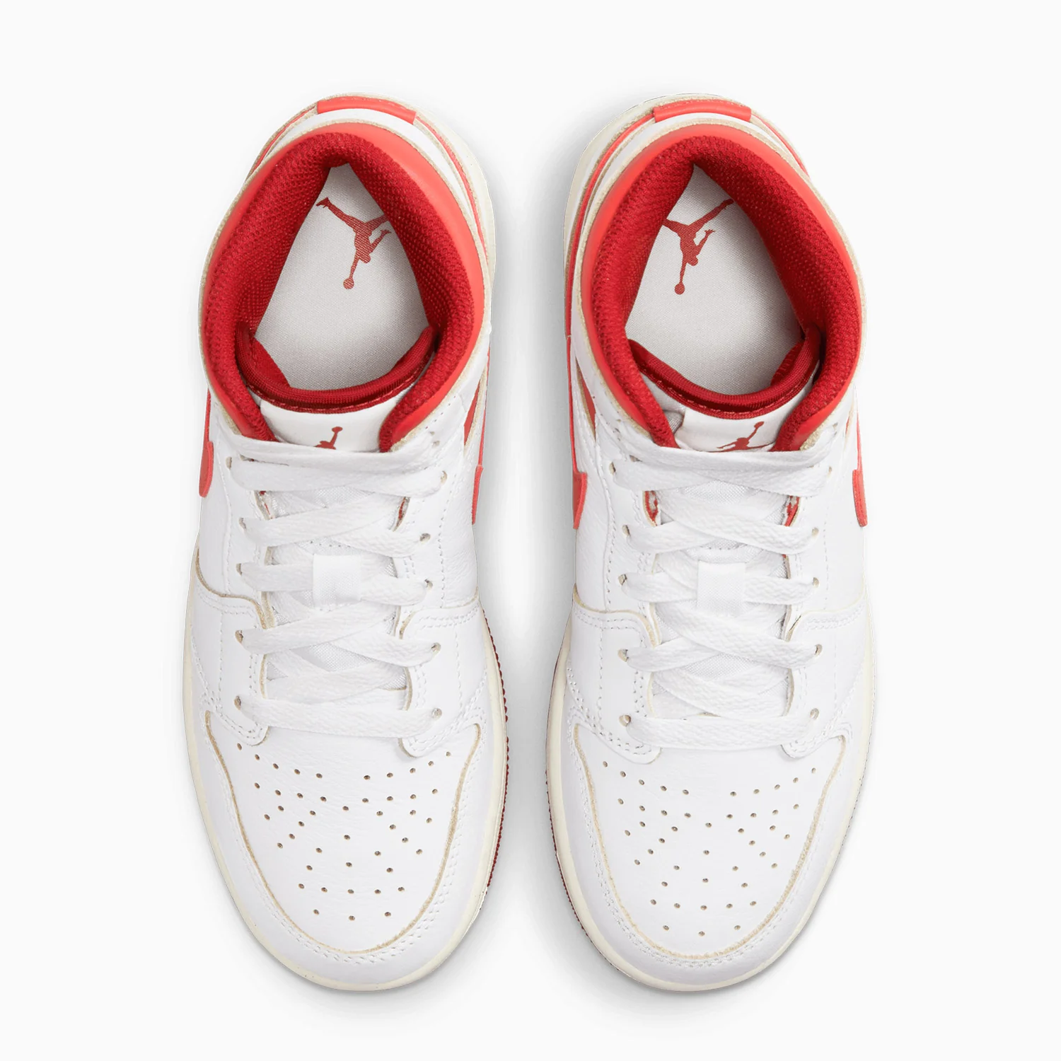 Kid's Air Jordan 1 Mid SE "White Dune Red" Grade School - Image 5