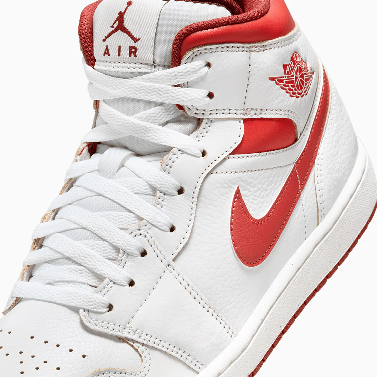 Kid's Air Jordan 1 Mid SE "White Dune Red" Pre School - Image 7