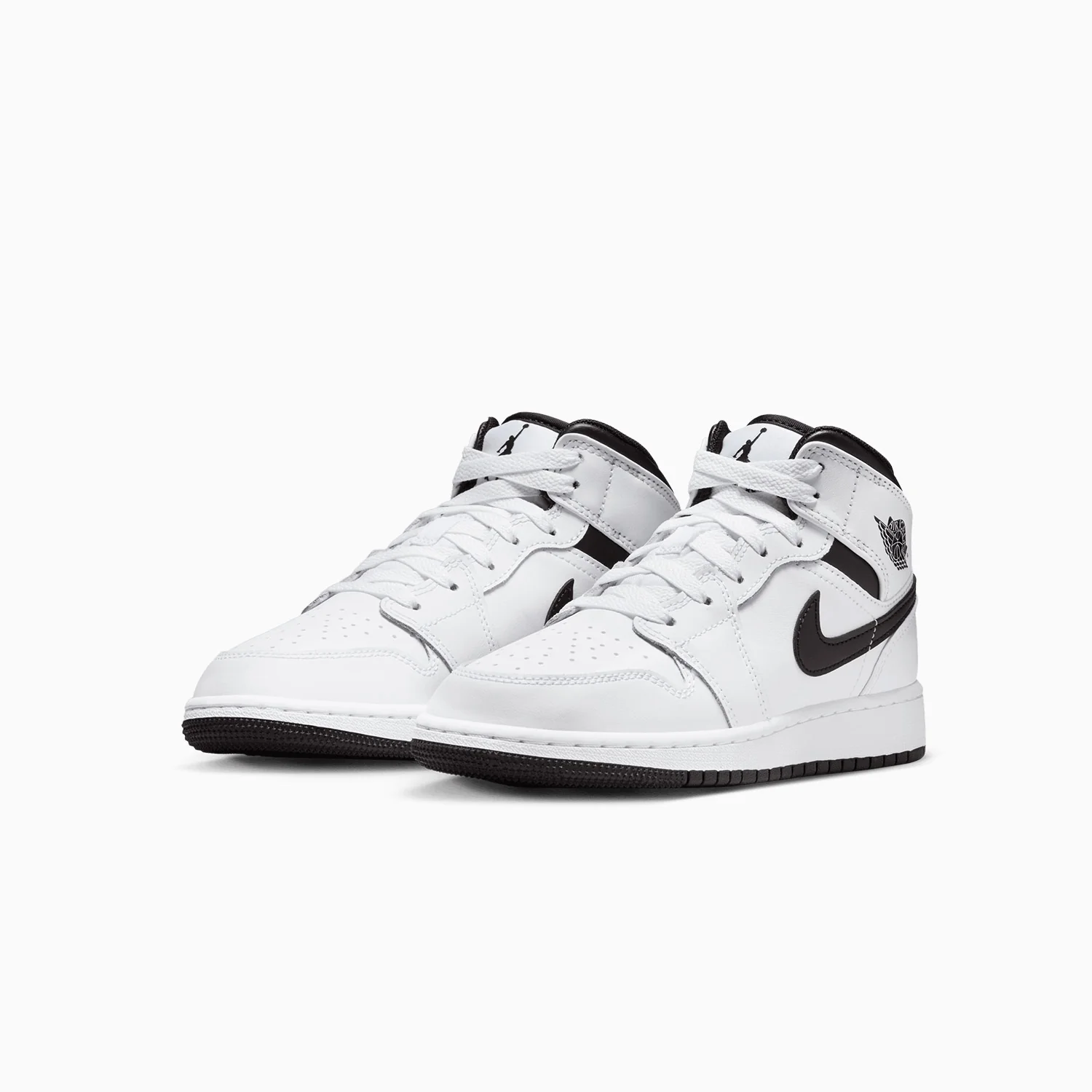 Kid's Air Jordan 1 Mid "White Black" Grade School - Image 2