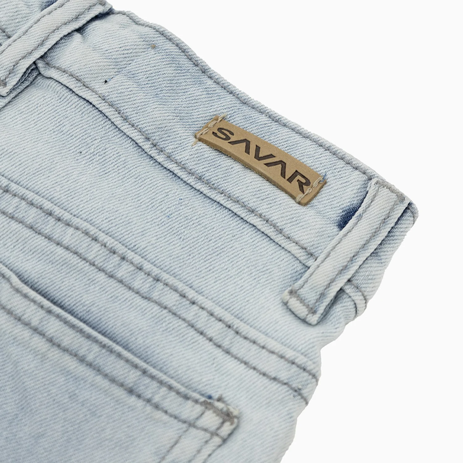 Kid's Savar Ice Blue Slim Denim Ripped Jeans Pant - Image 5