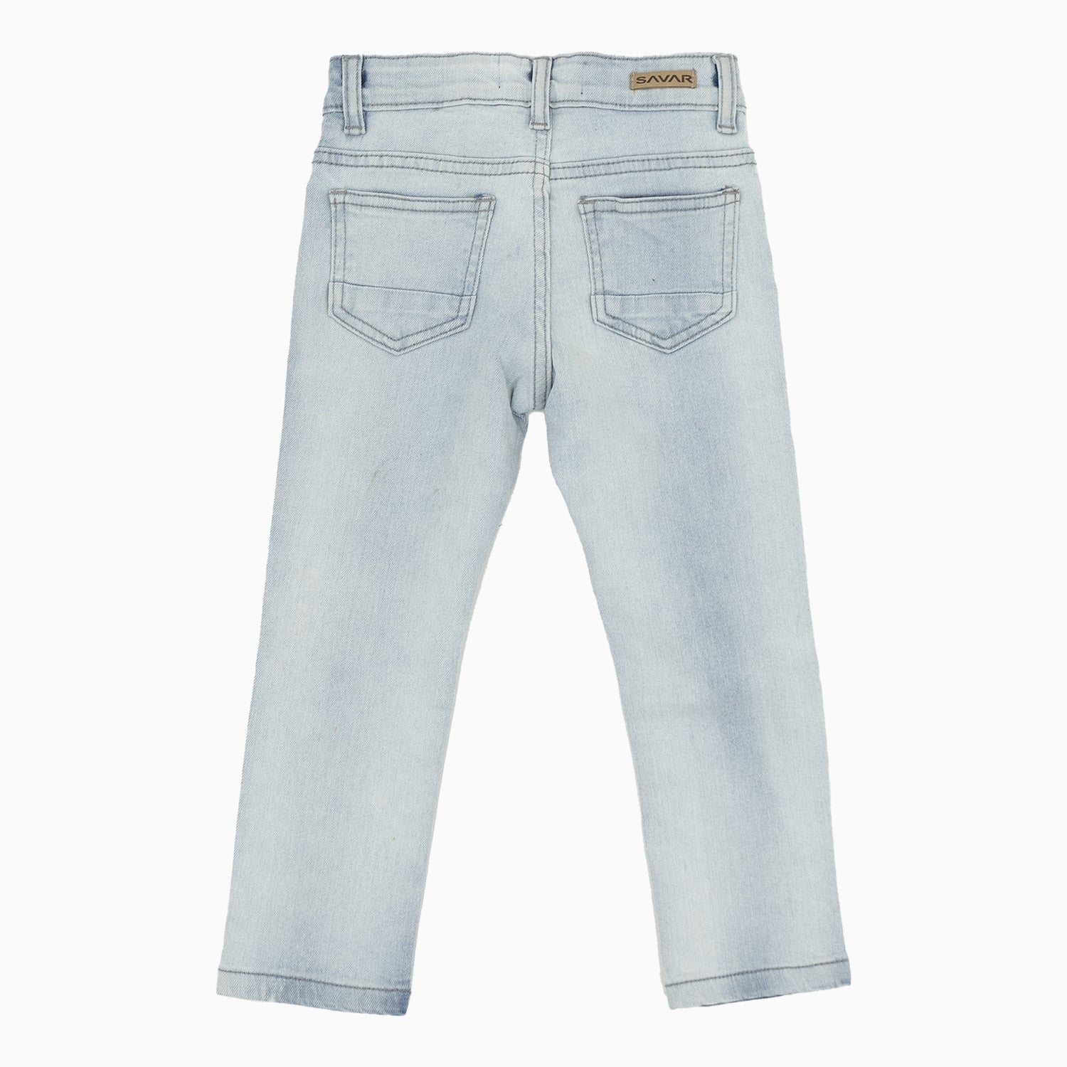 Kid's Savar Ice Blue Slim Denim Ripped Jeans Pant - Image 6