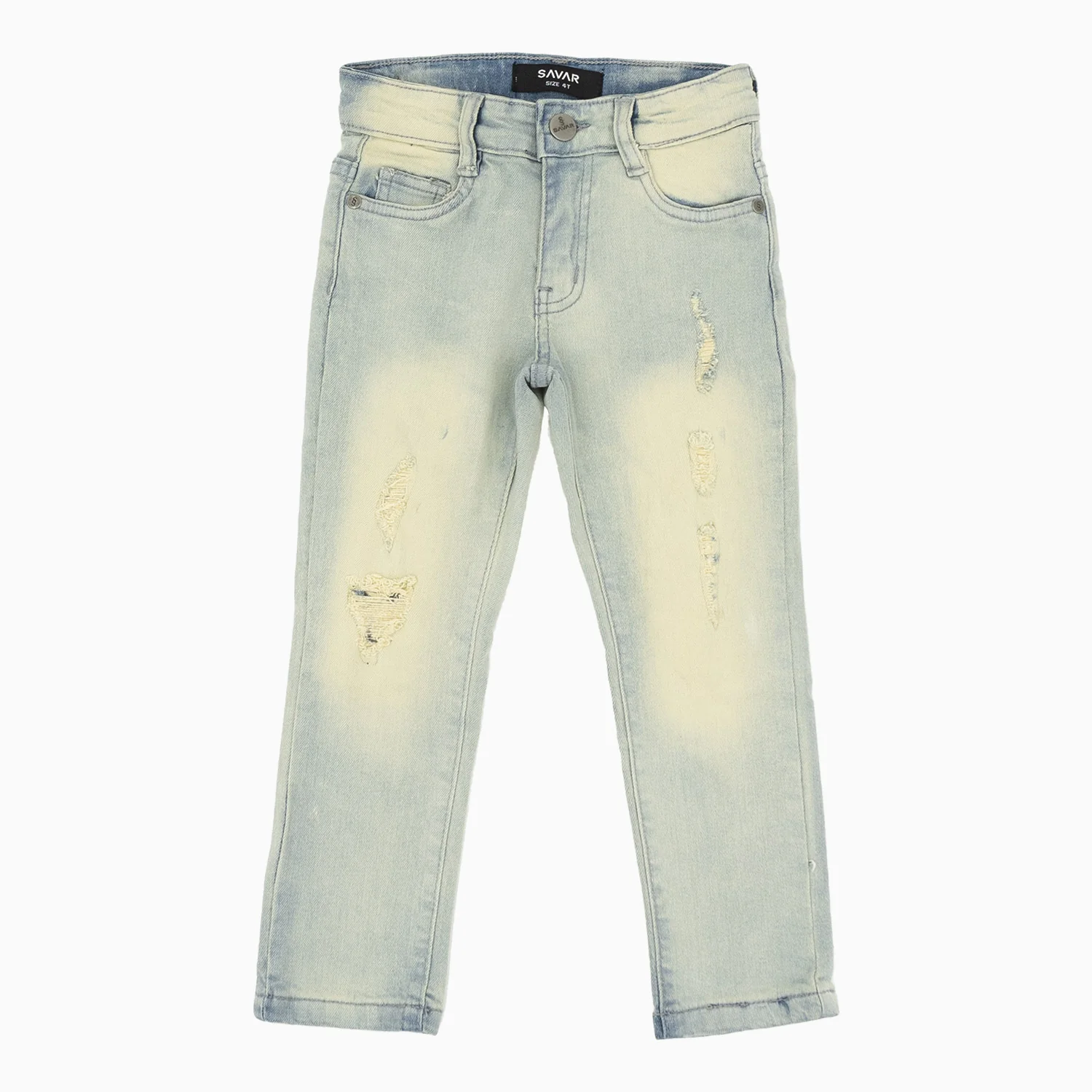 Kid's Savar Ice Blue Tinted Slim Denim Jeans Pant - Image 6
