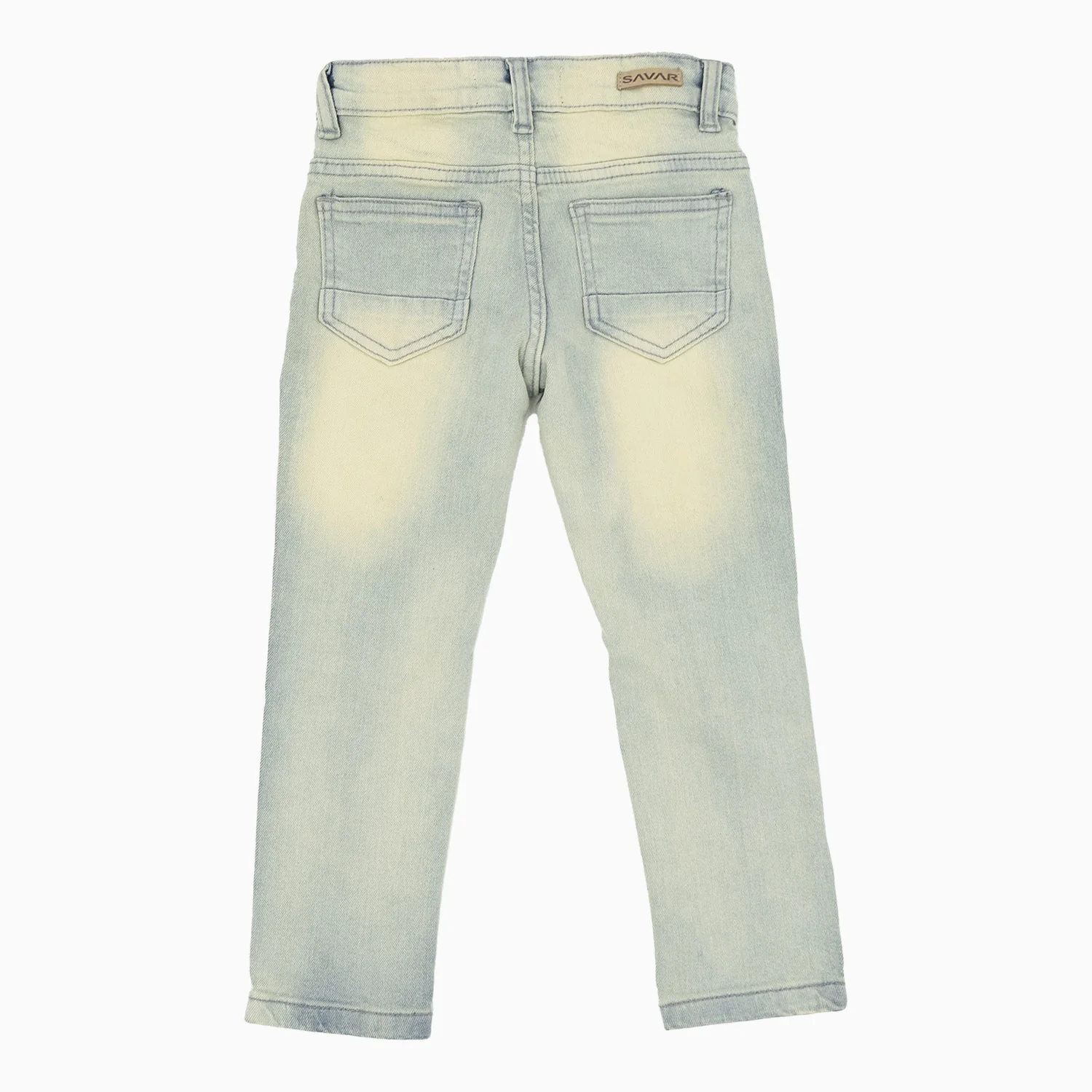 Kid's Savar Ice Blue Tinted Slim Denim Jeans Pant - Image 8