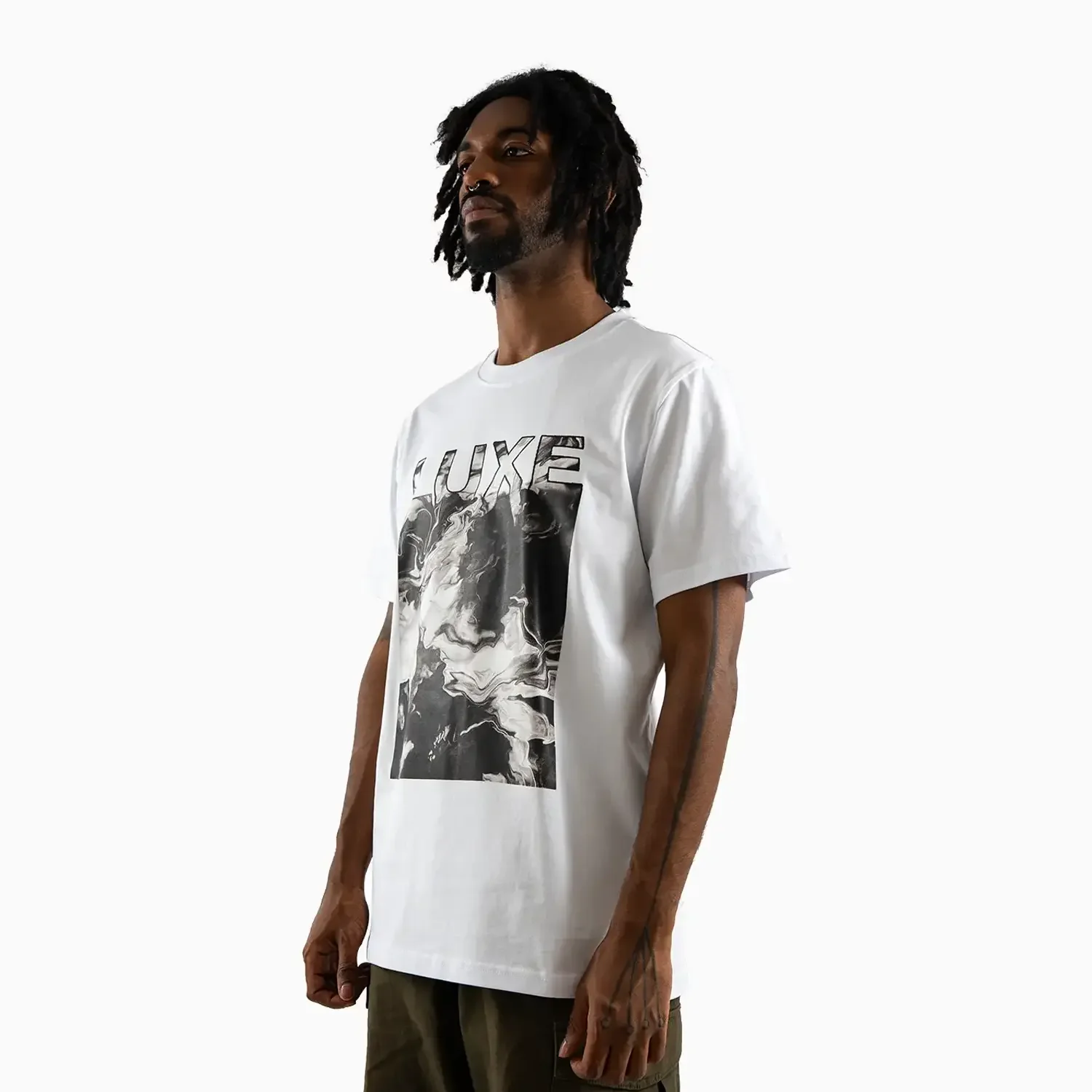 Men's Monochrome Marble Graphic T-Shirt - Image 5
