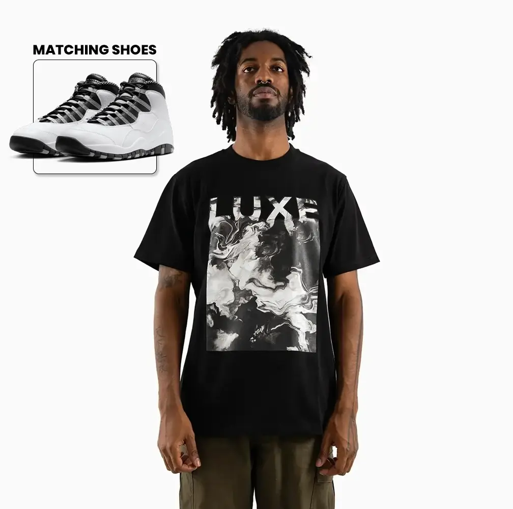 Men's Monochrome Marble Graphic T-Shirt - Image 2