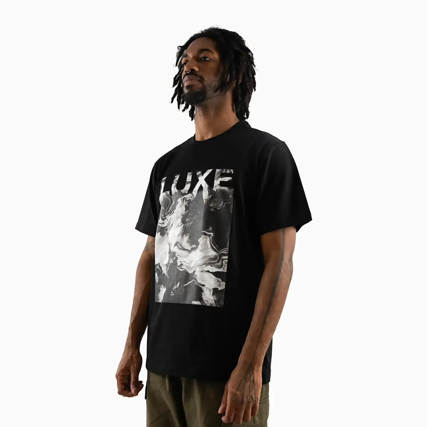 Men's Monochrome Marble Graphic T-Shirt - Image 5