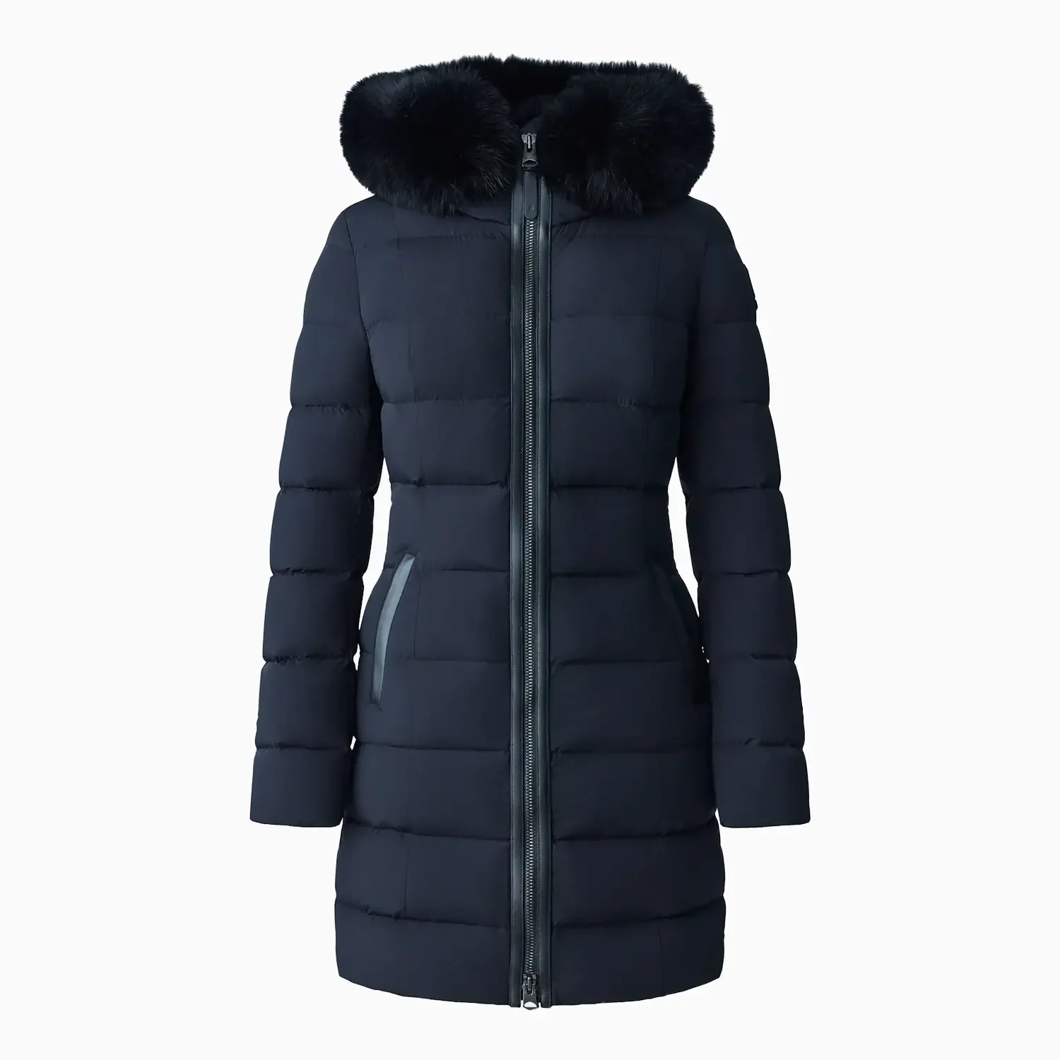 Women's CALLA Agile-360 Stretch Light Down Coat With Blue Fox Fur Collar - Image 2