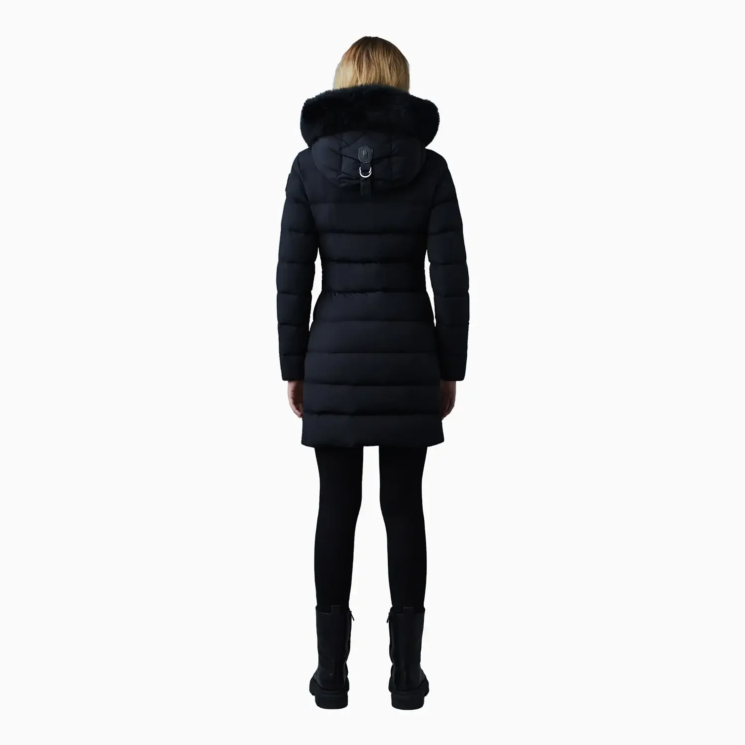 Women's CALLA Agile-360 Stretch Light Down Coat With Blue Fox Fur Collar - Image 4