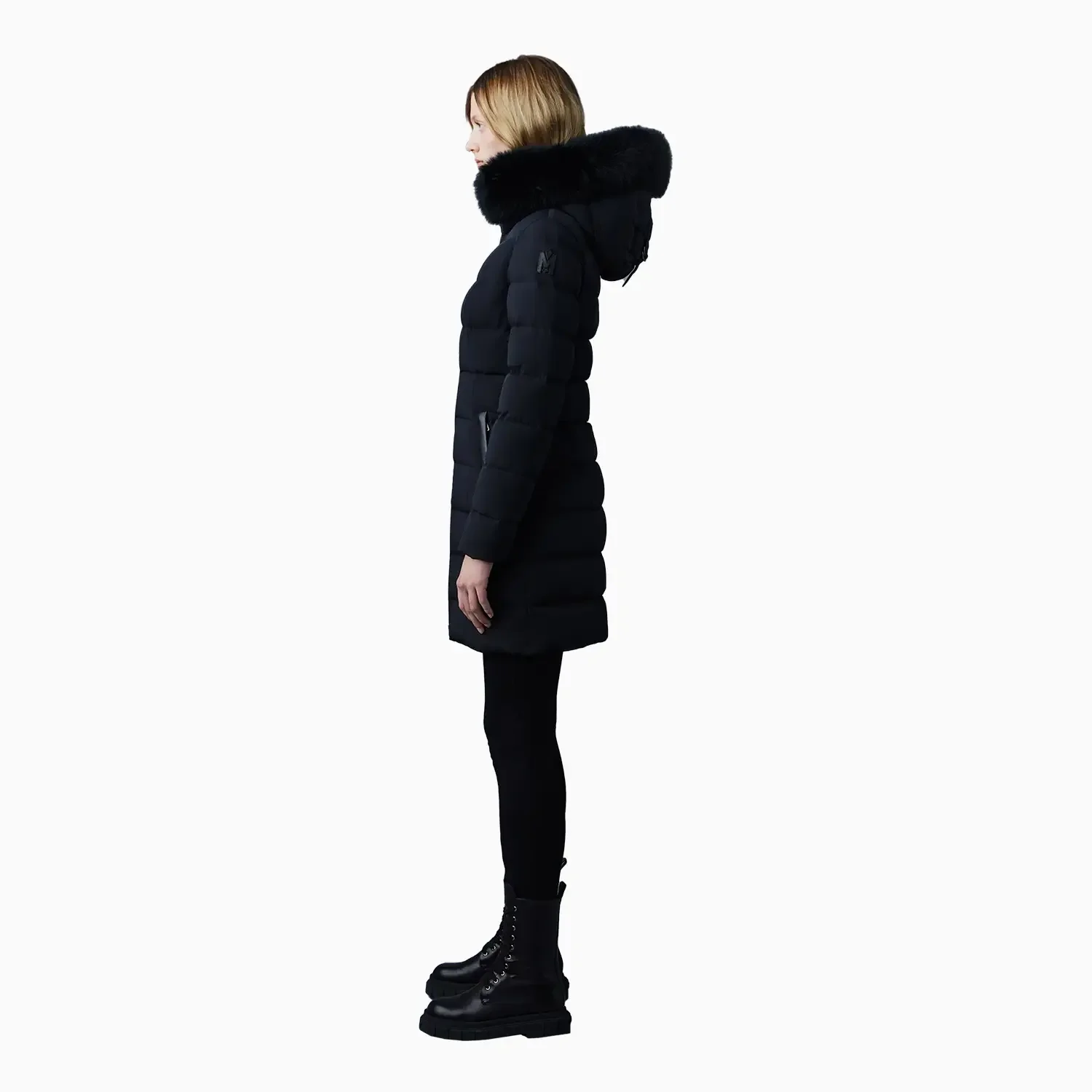 Women's CALLA Agile-360 Stretch Light Down Coat With Blue Fox Fur Collar - Image 5
