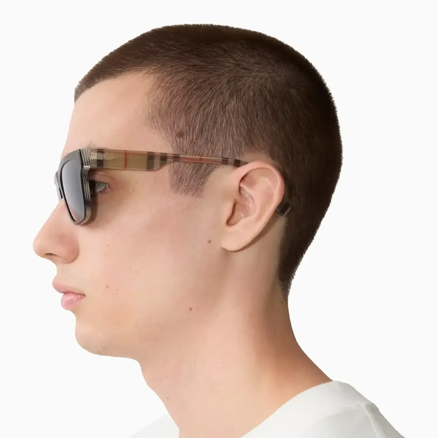 Men's Burberry Black Vintage Check Rectangular Sunglasses - Image 3