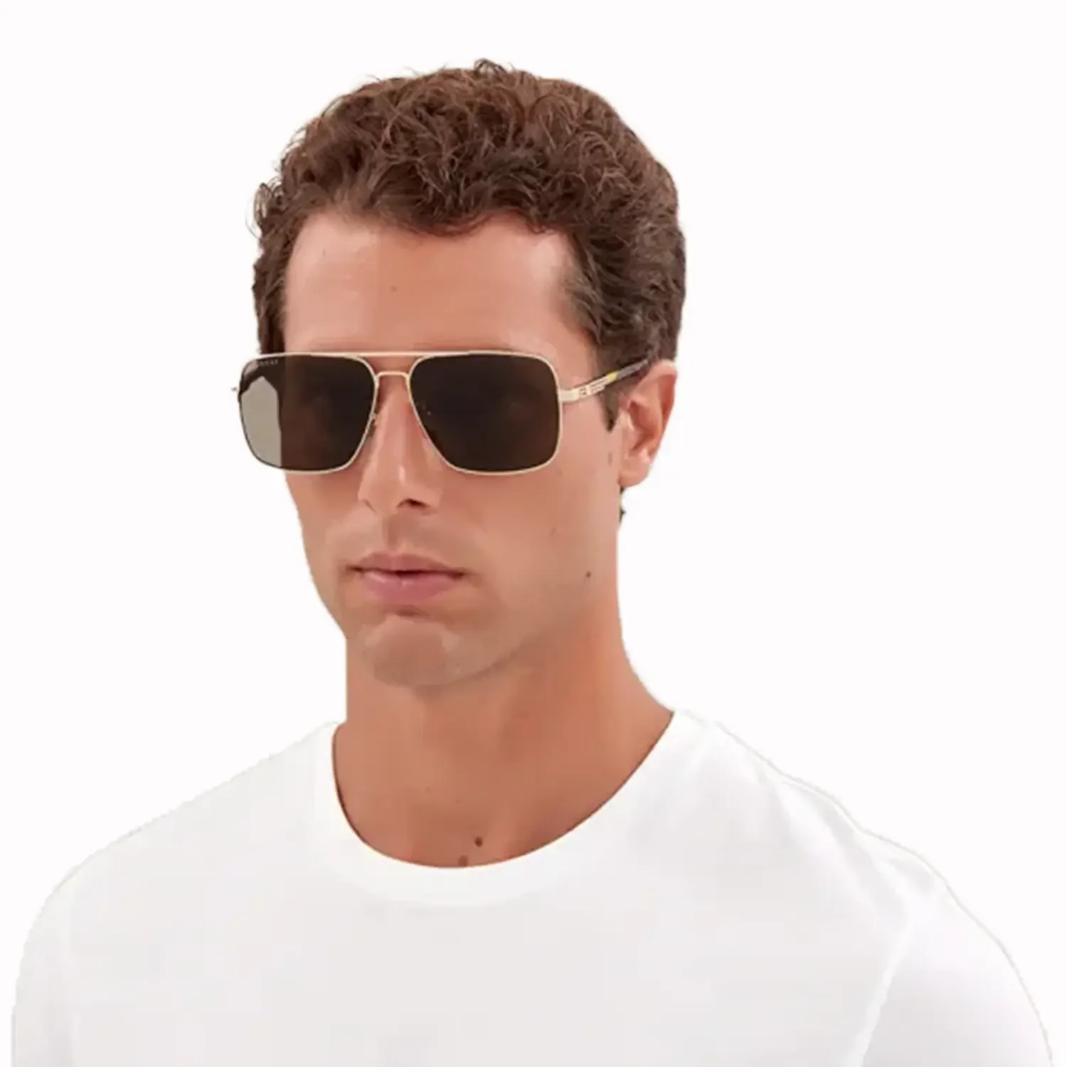 Men's Gucci Metal Gold Brown Sunglasses - Image 2