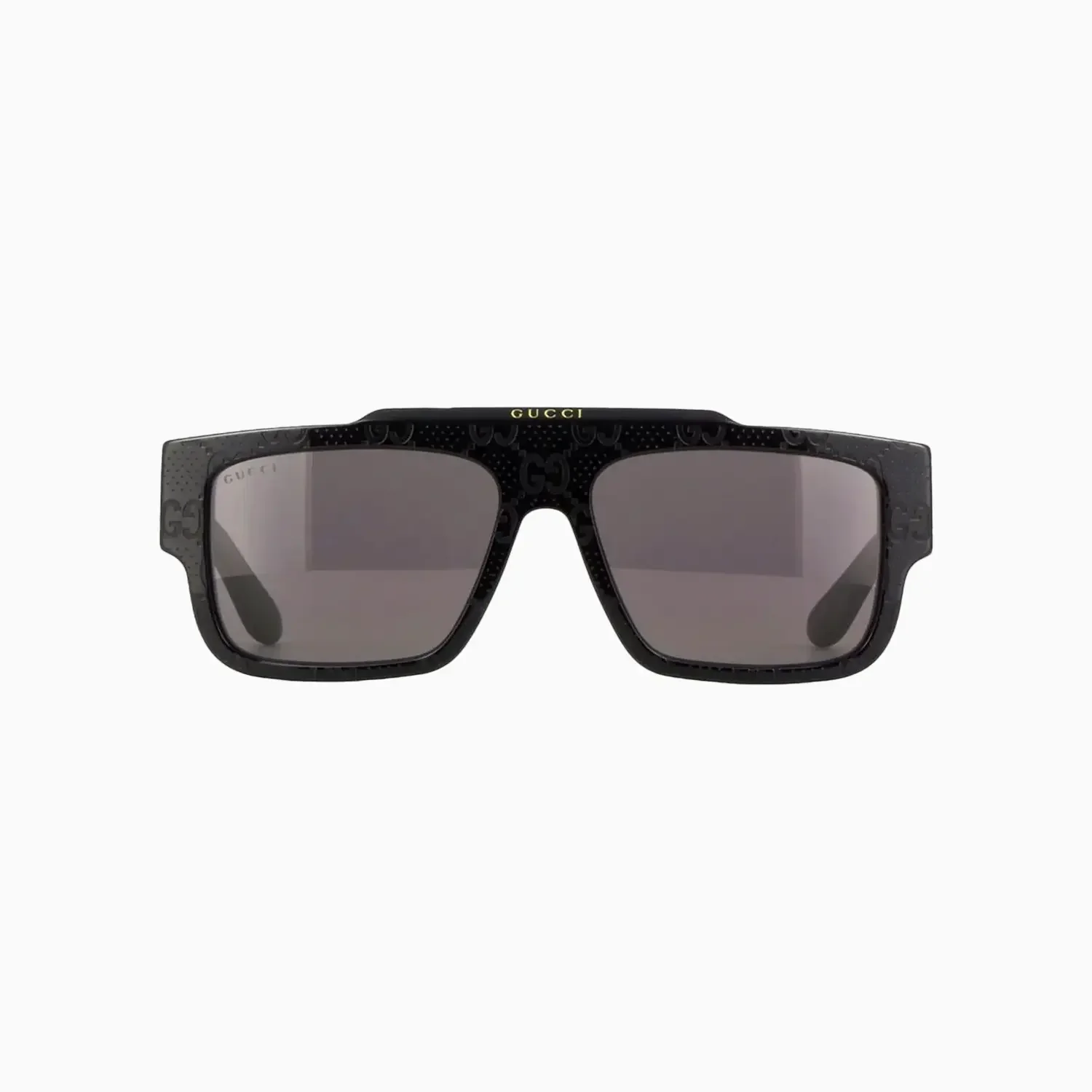 Men's Gucci Shiny Black with Embossed Logo Pattern Sunglasses