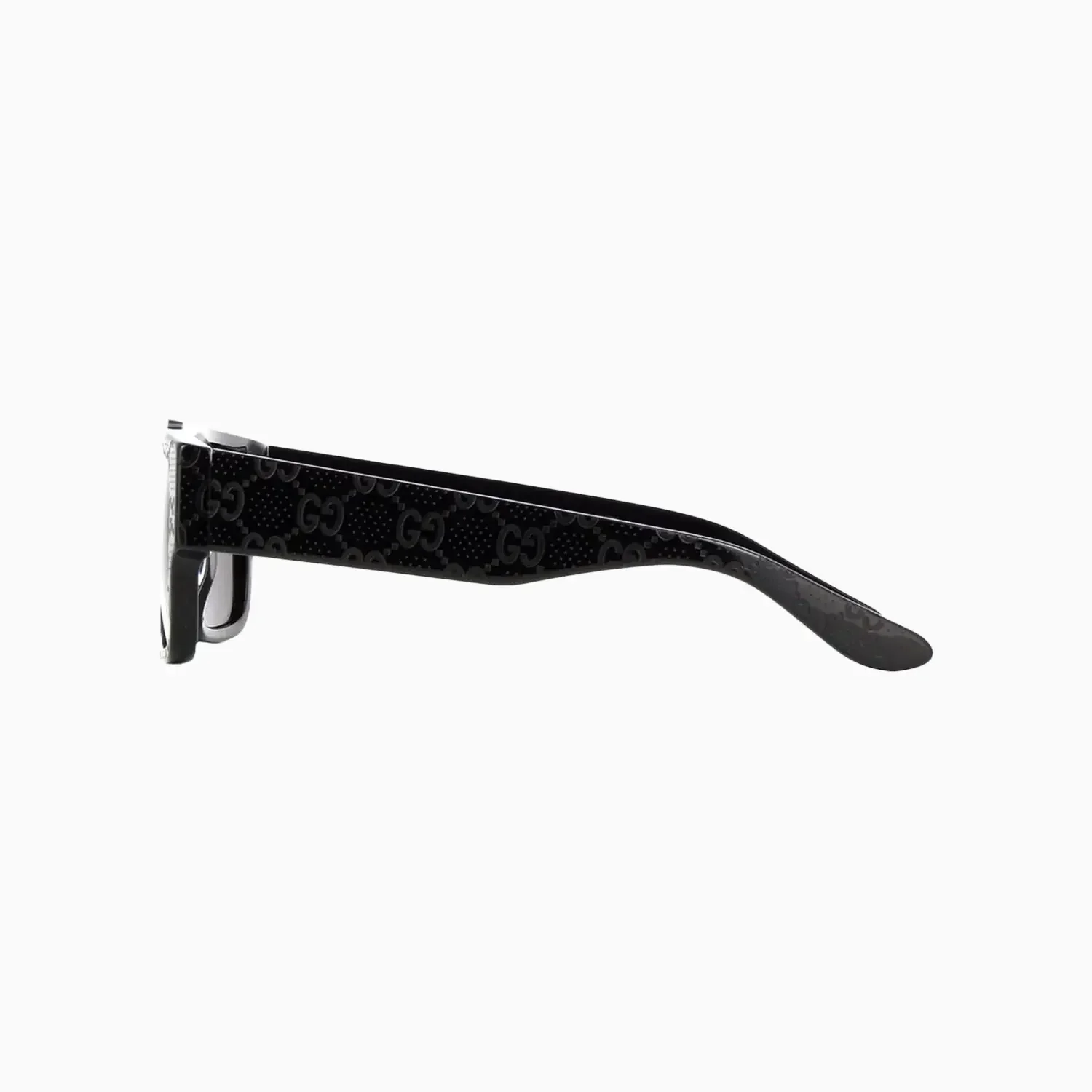 Men's Gucci Shiny Black with Embossed Logo Pattern Sunglasses - Image 3