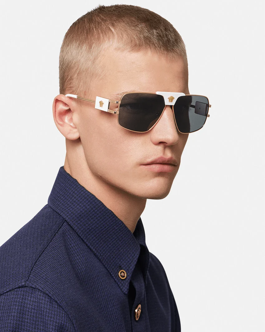 Men's Versace Special Project Aviator Sunglasses - Image 6