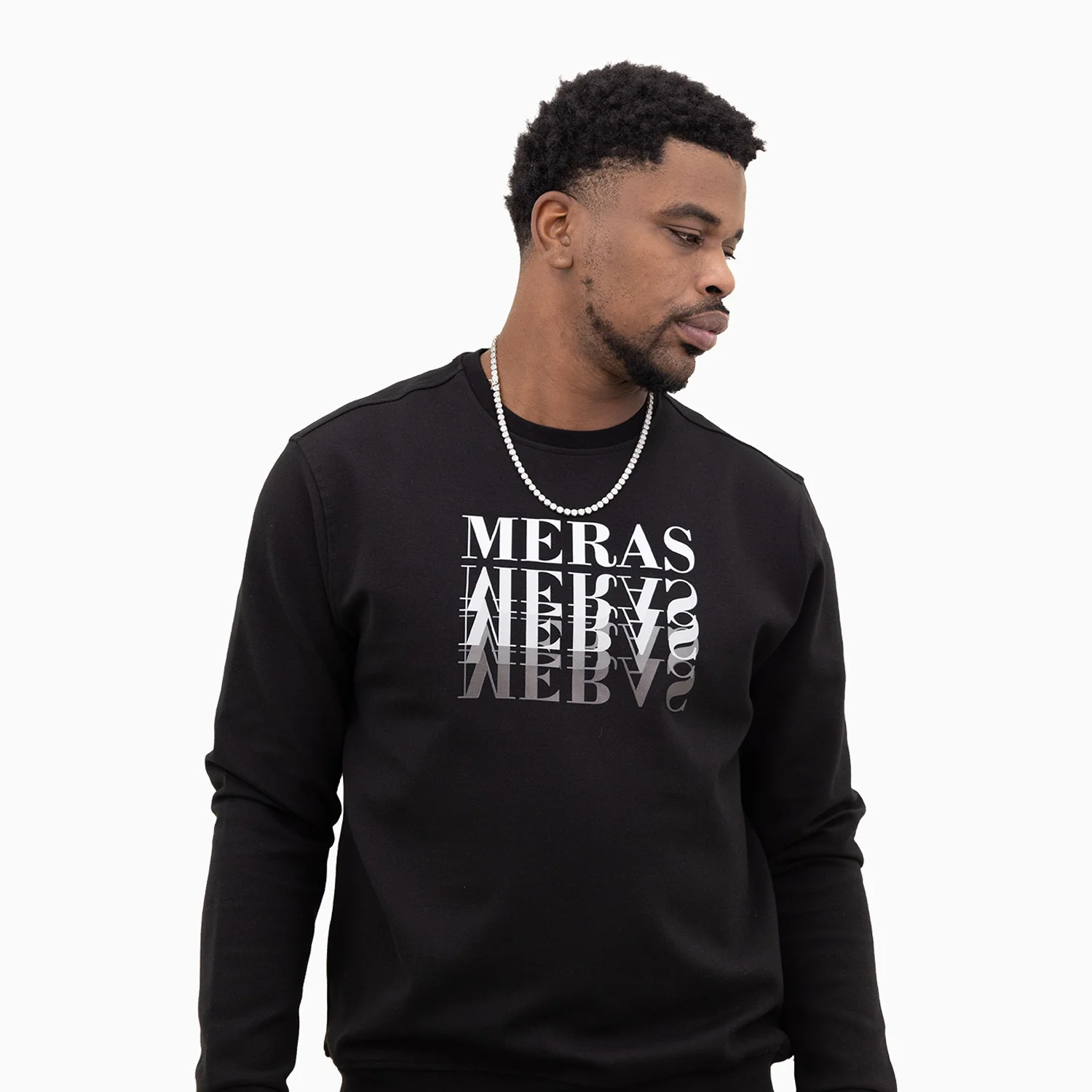 Men's Gradient Text Crew Neck Sweatshirt - Image 3